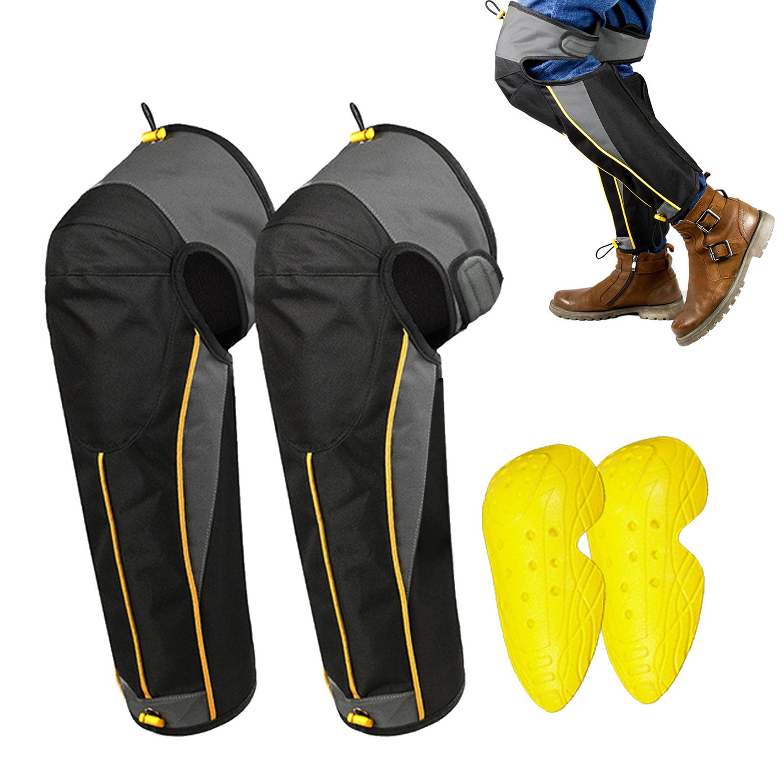 Calentadores de Piernas de Ciclismo de Invierno, Rodillera Deportiva Térmica de Invierno Anti Viento Equipo de Protección Incorporado Advertencia Reflectante Impermeable y Antiincrustante 1 par