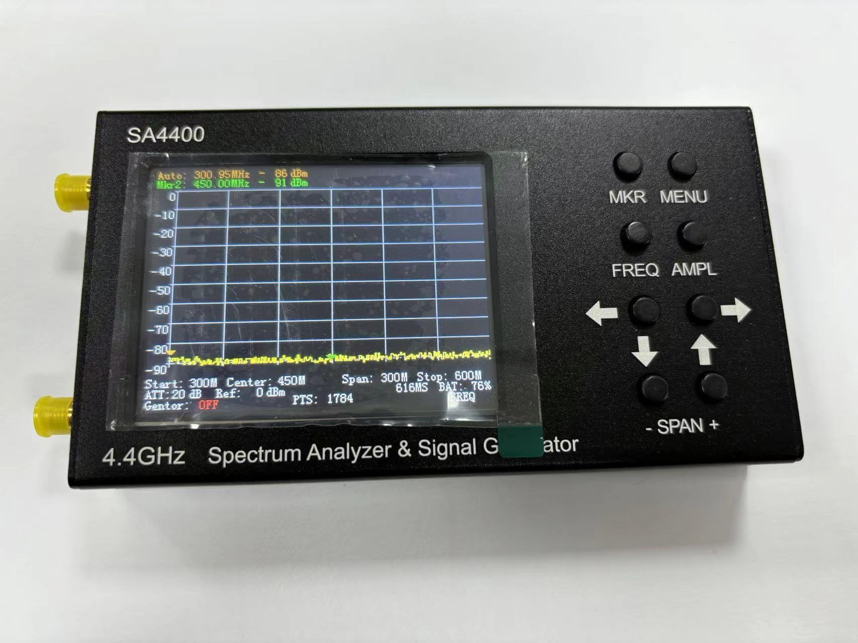 All-New Portable Spectrum Analyzer 35MHz~4400MHz ADF4351 Handheld Frequency Tiny Tester HF UHF VHF 4.3 inch Screen Bnc SMA Port