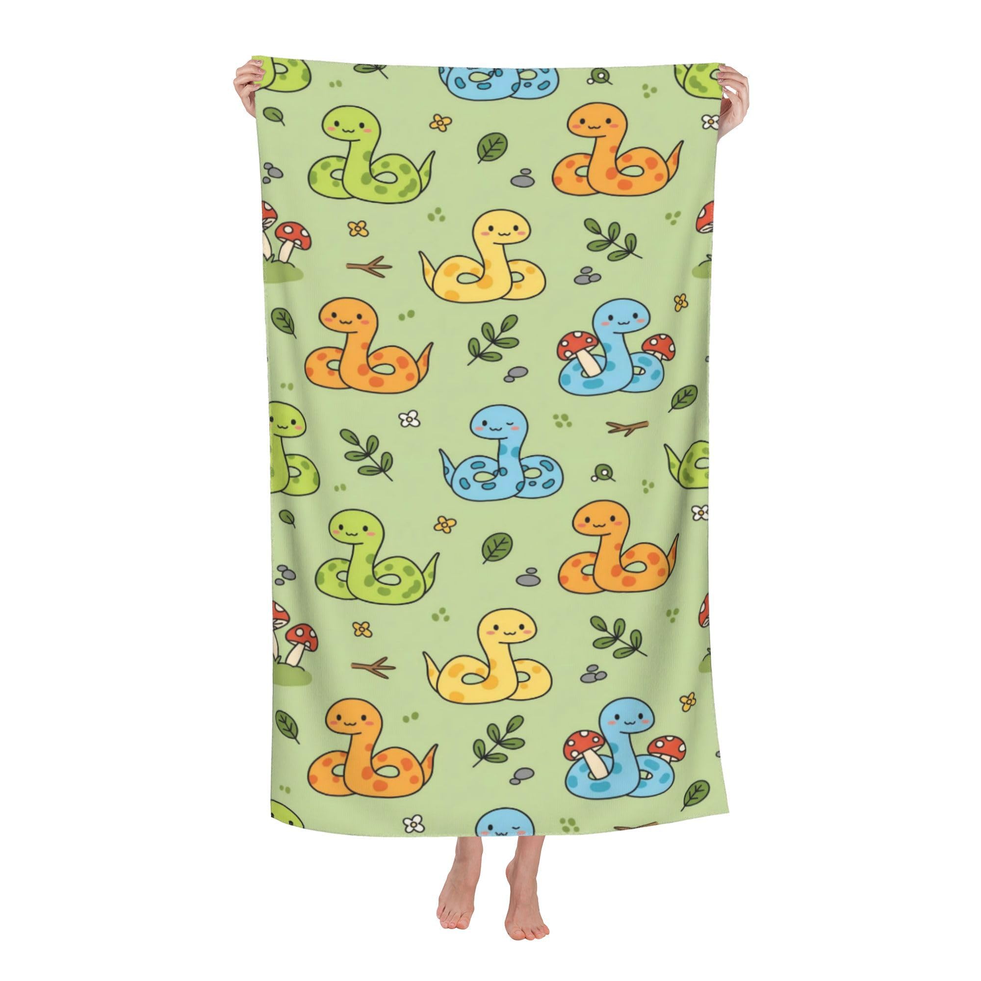 peiyeety Snake Reptile Portrait Soft Bath Towels Absorbent Bathroom Towel for Beach Hotel Gym Spa Shower