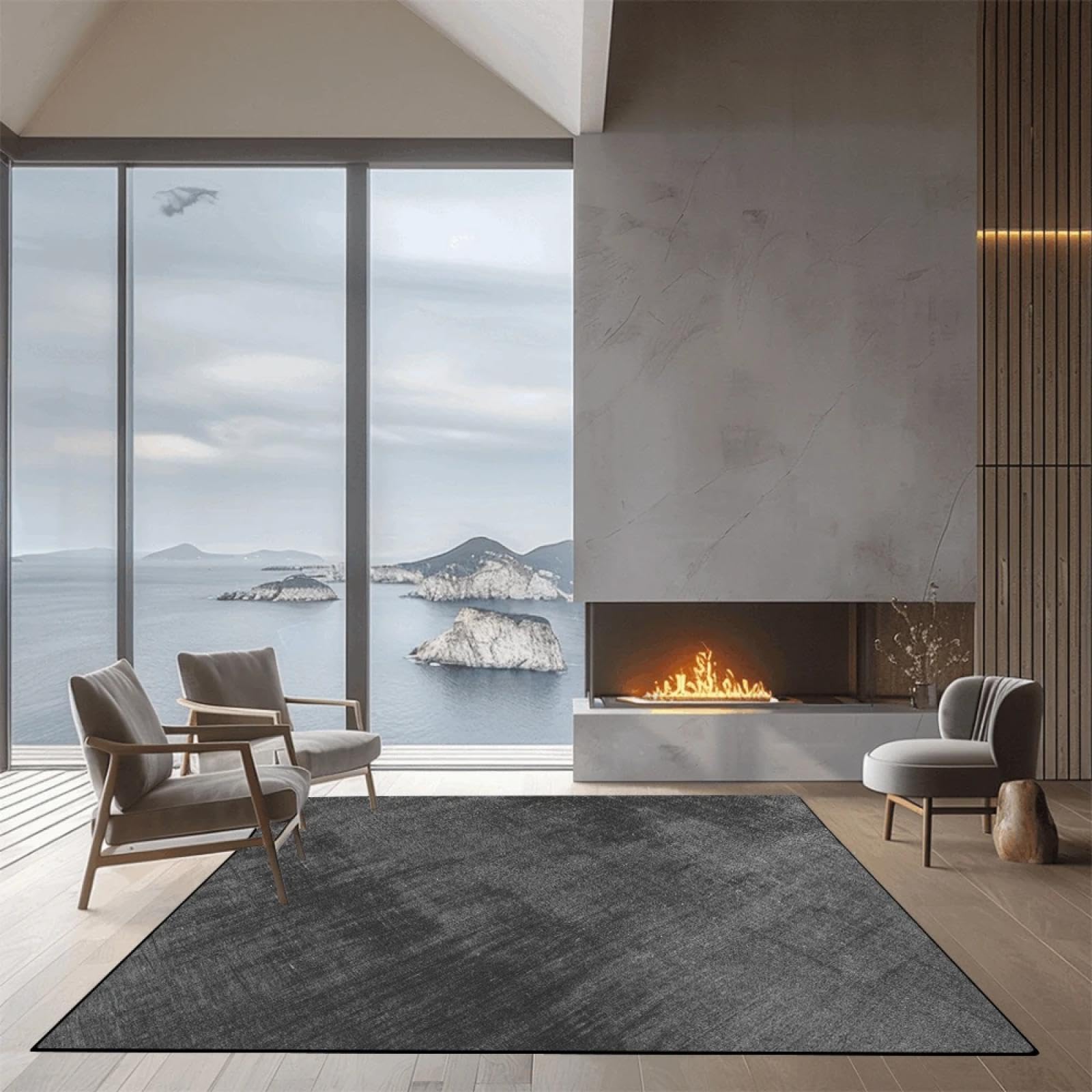 Tapis de salon abstrait 140x200 cm en flanelle unie pour décoration moderne de chambre