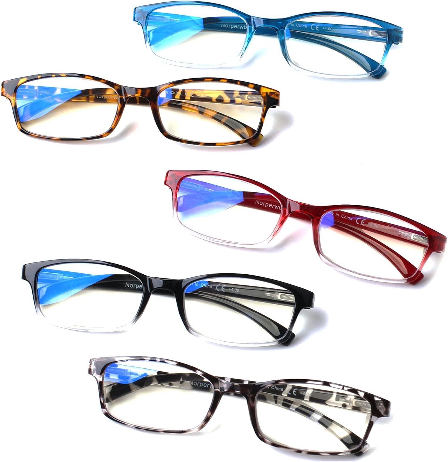 Computer Reading Glasses 5 Pack Blue Light Blocking Glasses Anti UV/Eye Strain/Glare Flexible Readers for Women Men