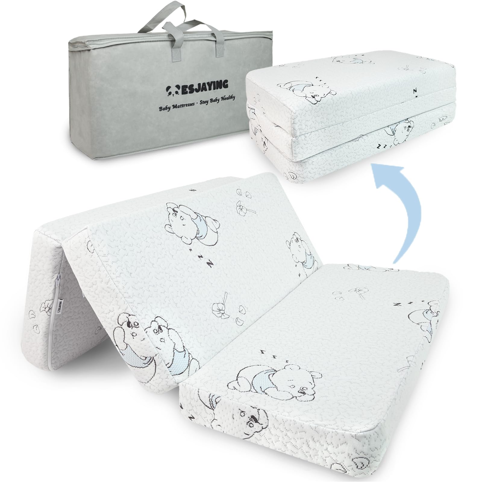 Pack and Play Mattress, 38"x26" Dual-Sided Mattress for Pack n Play with Ultra-Soft Jacquard Cover,
