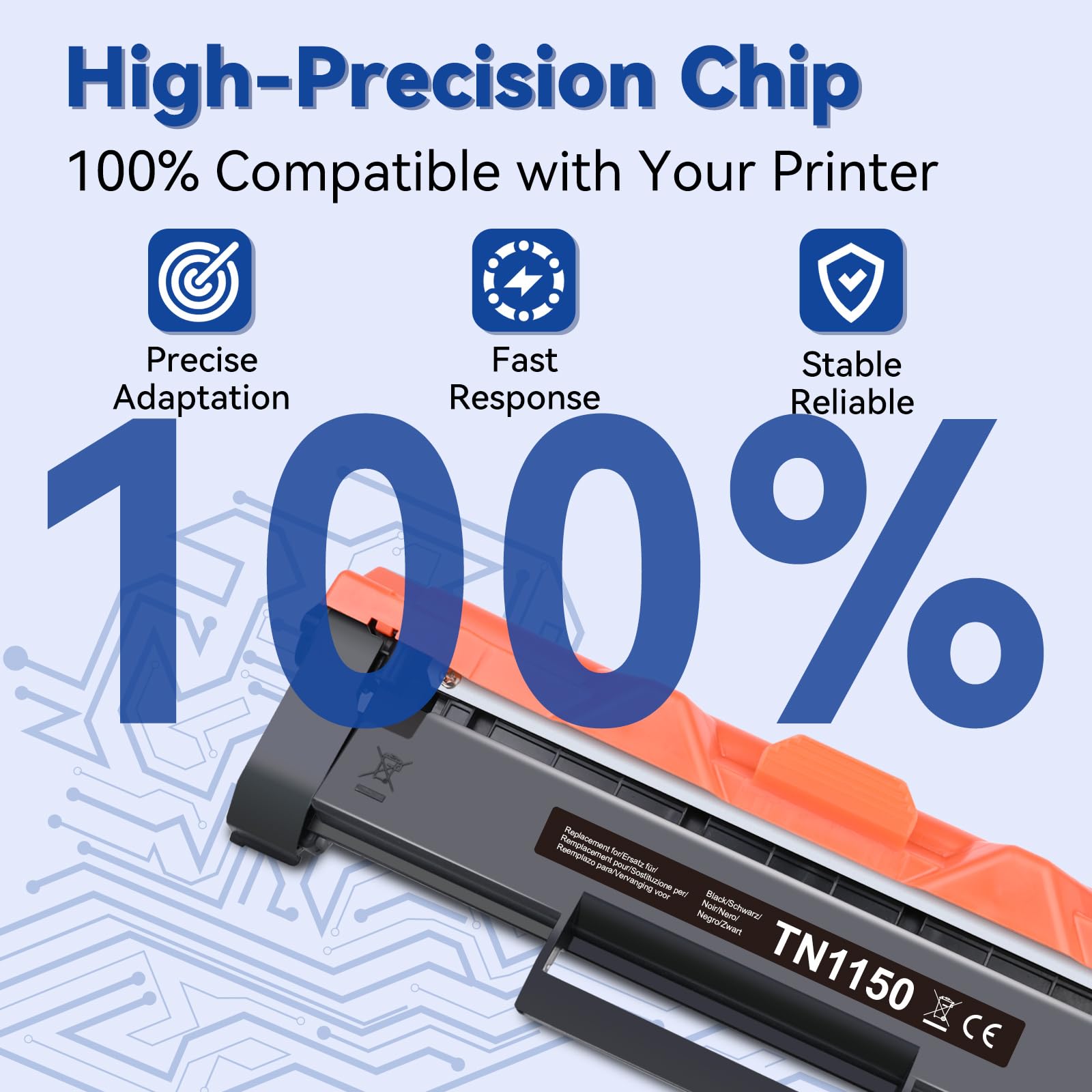 TN1150 Toner DCP-L1640W DCP-L1660W HL-L1240W 1000 Pagine Nero 2-pezzi | Compatibile con Brother DCP L1640W DCP L1660W HL L1240W Cartuccia di Toner per TN-1150 Nero