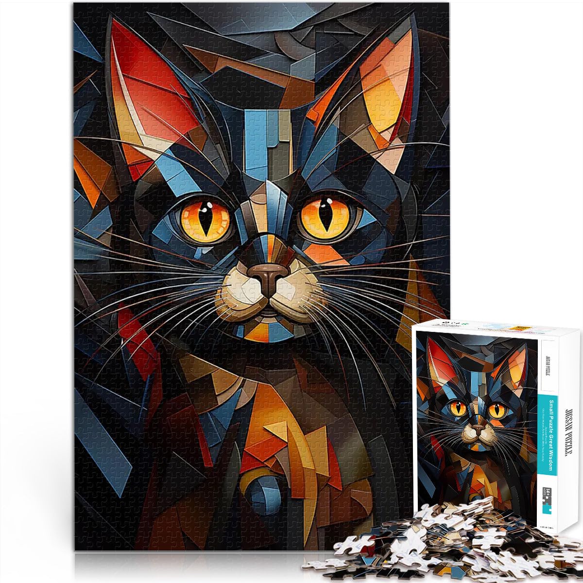 2000 Pieces Puzzles for Adults Cubist Black Cat Dekomprimierendes intellektuelles Lernspielzeug Heimdekoration70x100cm