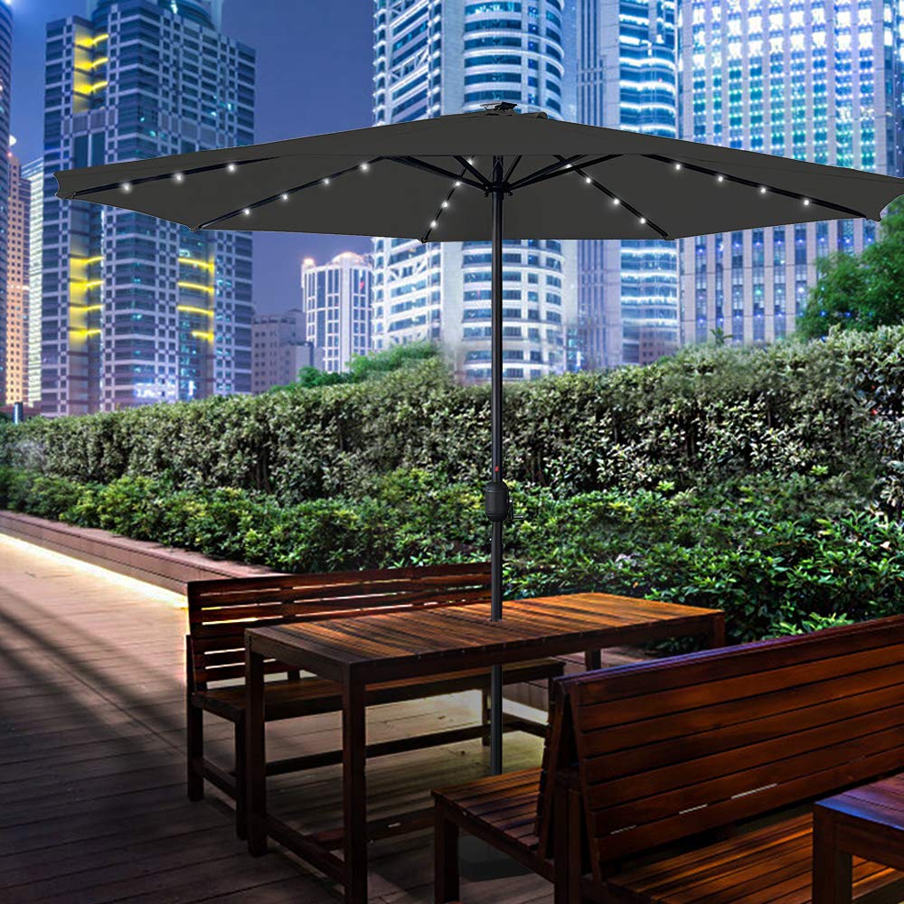 UISEBRT Parasol en aluminium inclinable avec manivelle Protection UV 40+