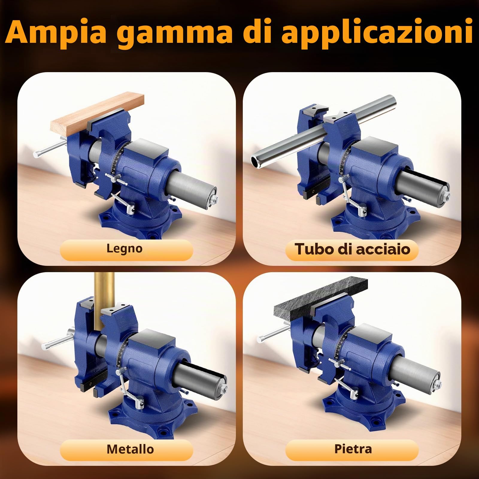 Morsa professionale per banco da lavoro ad alte prestazioni, con testa di base girevole a 360°, girevole, morsa multiuso per meccanici e ingegneri
