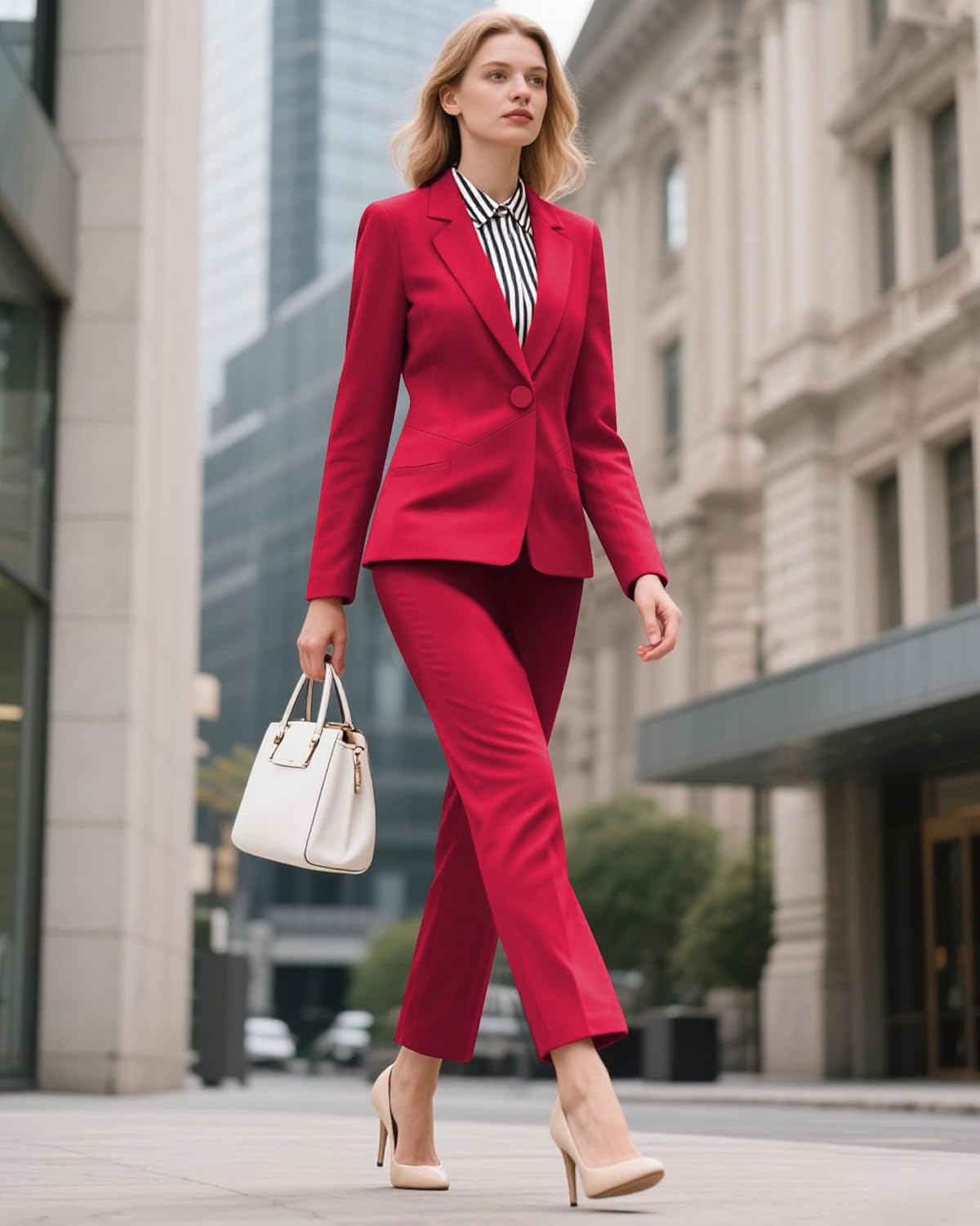 Women's Business Suits for Work Professional 2 Piece Sets Pants Suits Slim Fit Casual Outfits Tuxedo for Office - Image 5