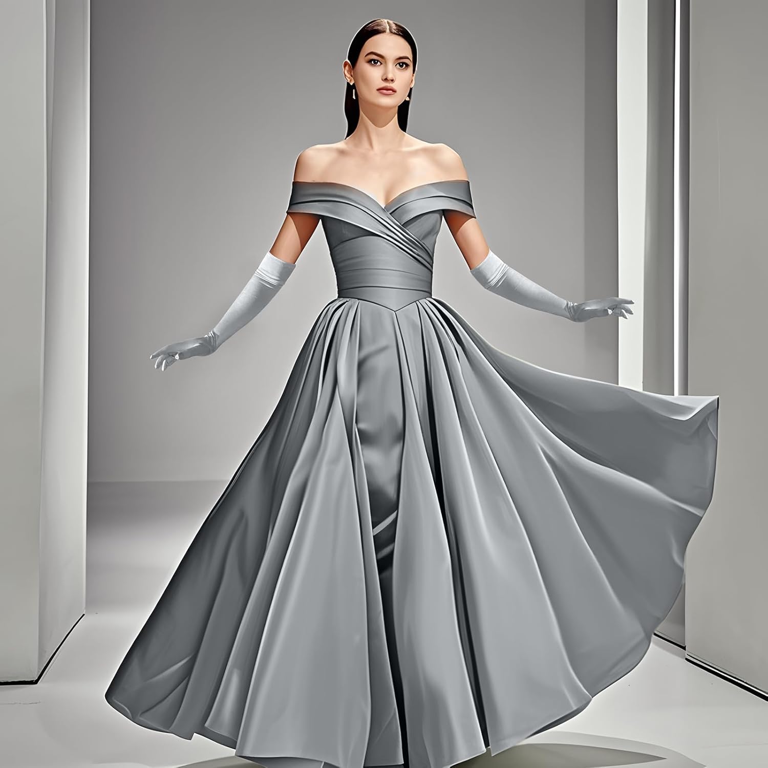 Long Opera Party Gloves for Women, 1920s Satin Tea Party Gloves, Stretchy Elbow Length, 22" - Image 2