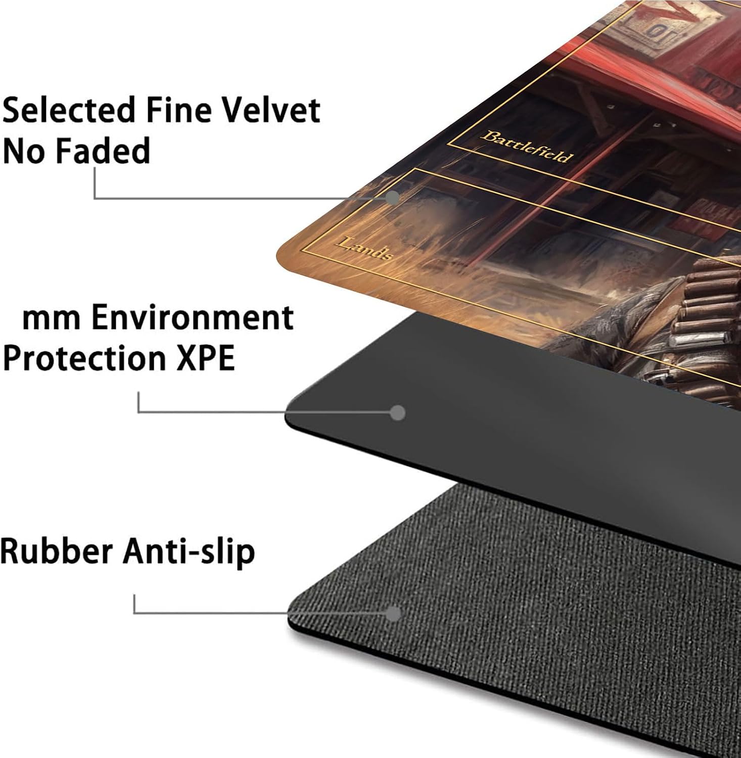 Card Playmat for MTG & TCG, 24x14 inch Non-Slip Magic Playmat & Zones, Durable Rubber Surface, Ideal for Card Games & Board Games, Portable with Storage Bag, Dogmeat, Ever Loyal image 3