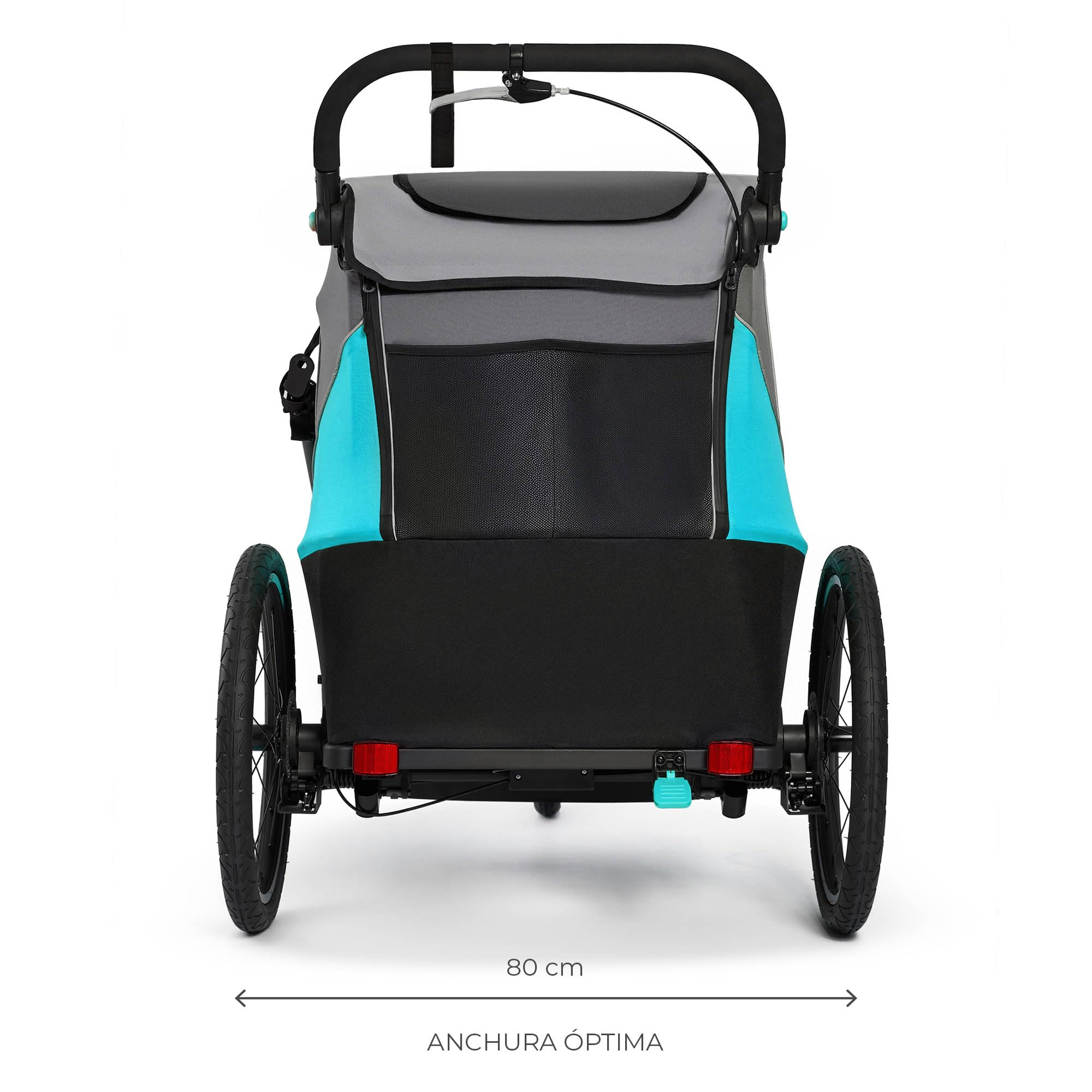 Kinderkraft NAVA 3 in 1, Rimorchio per bambini, Passeggino, Jogger, Carrozzina, Rimorchio per bicicletta, per uno o due bambini, 2x22 kg, Parapioggia, Protezione dagli insetti, Azul