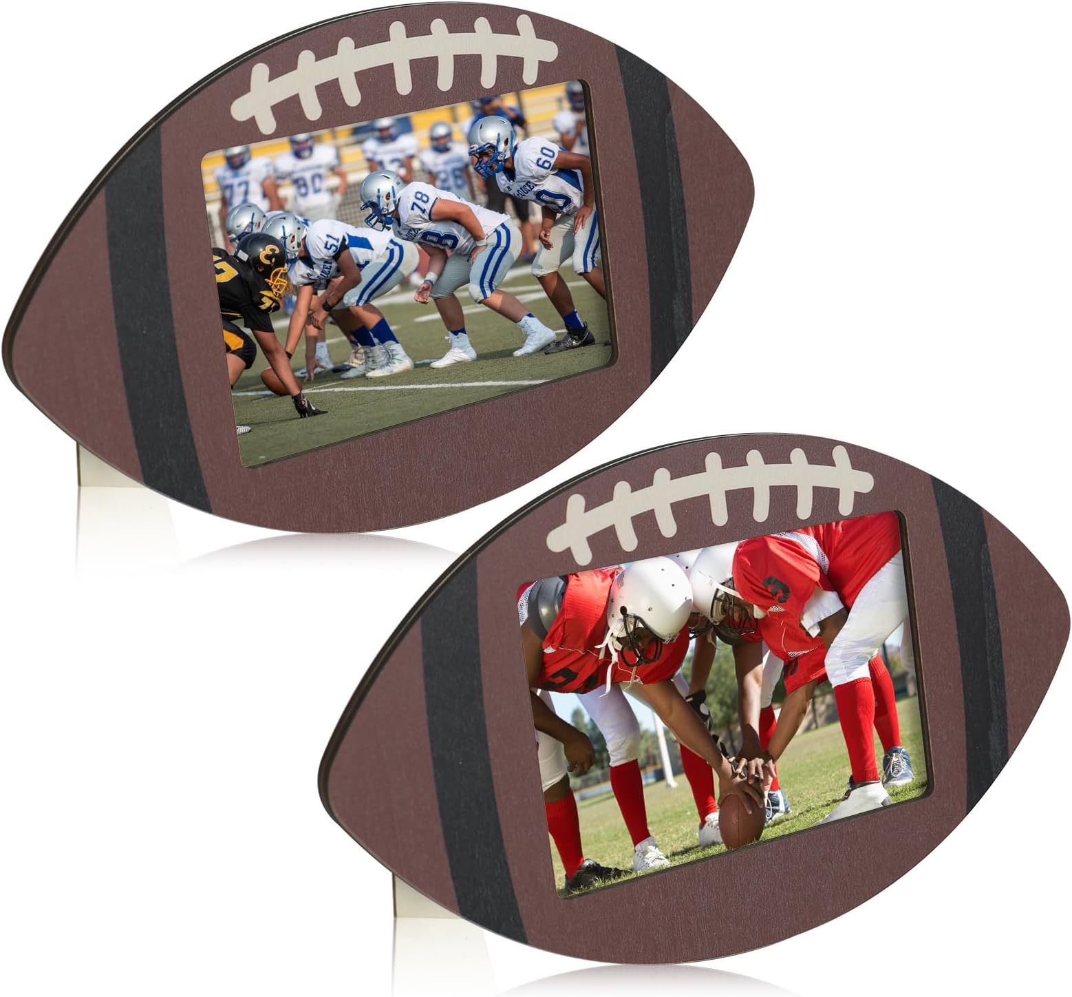 clothmile 2 Pieces Football Picture Frame 4x6 Sport Themed Wooden Photo Frame Football Balls Photo Frame Horizontally Vertically Used for Wall Decor Hanging or Tabletop Display