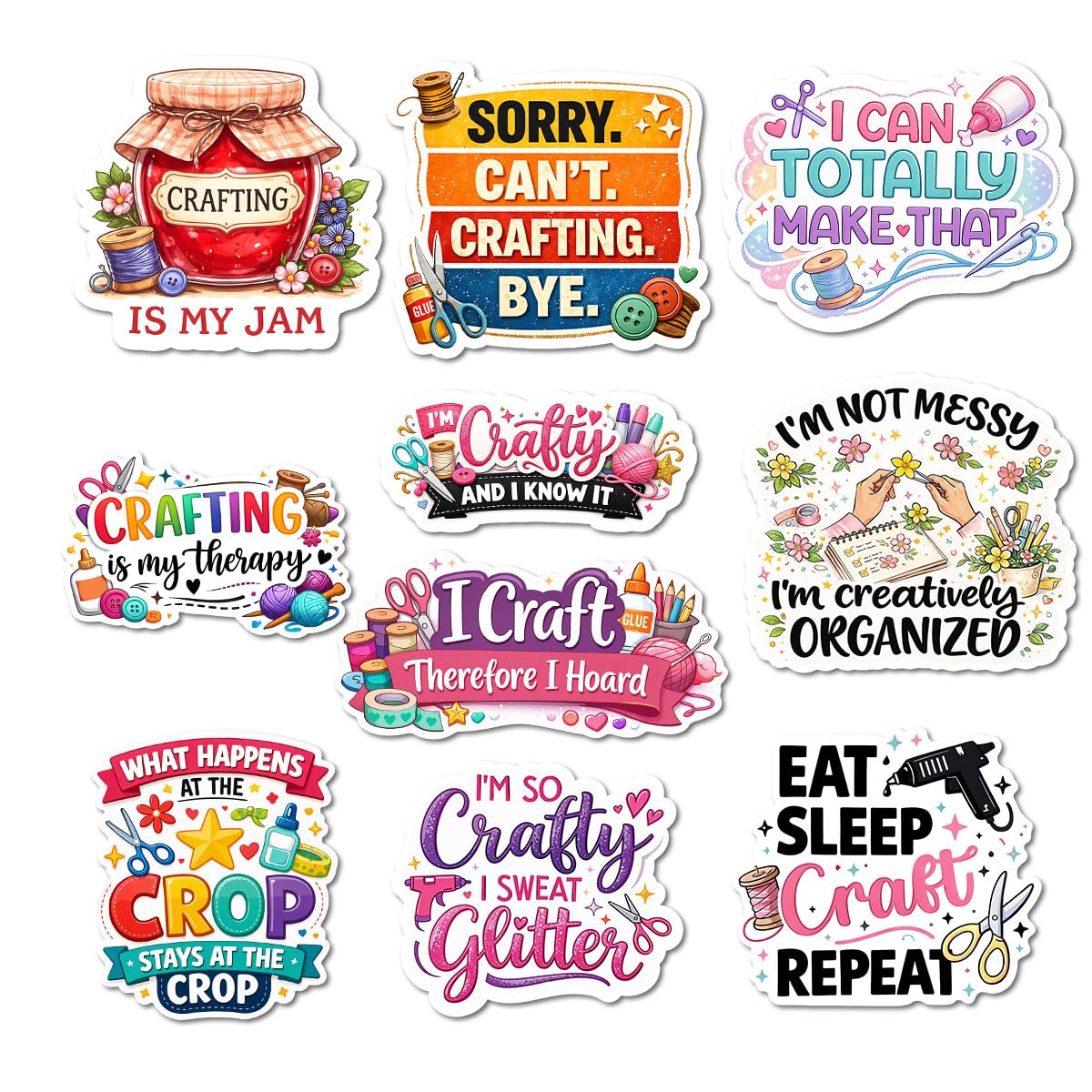 Stickers pour ordinateur et bouteille d'eau | Kit 10 autocollants résistants aux UV