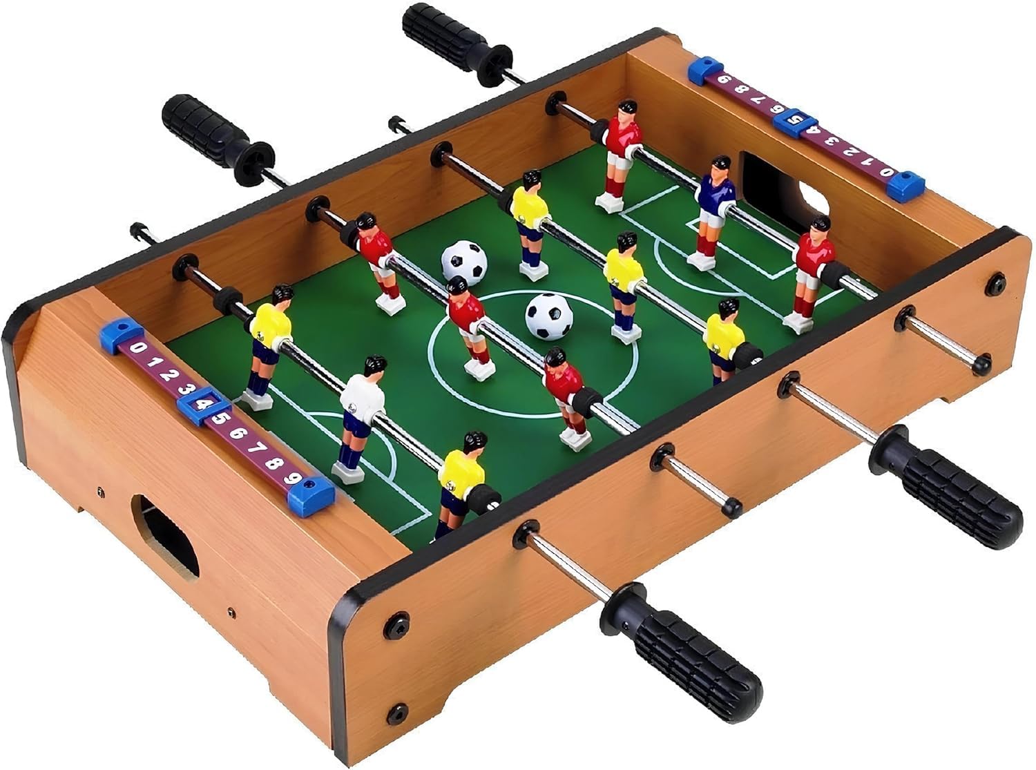 Futbolín de madera para mesa de 51 x 31 cm, futbolín de mesa de madera con marcador de puntos, juego de futbolín, futbolín, para niños y adultos, juego de madera