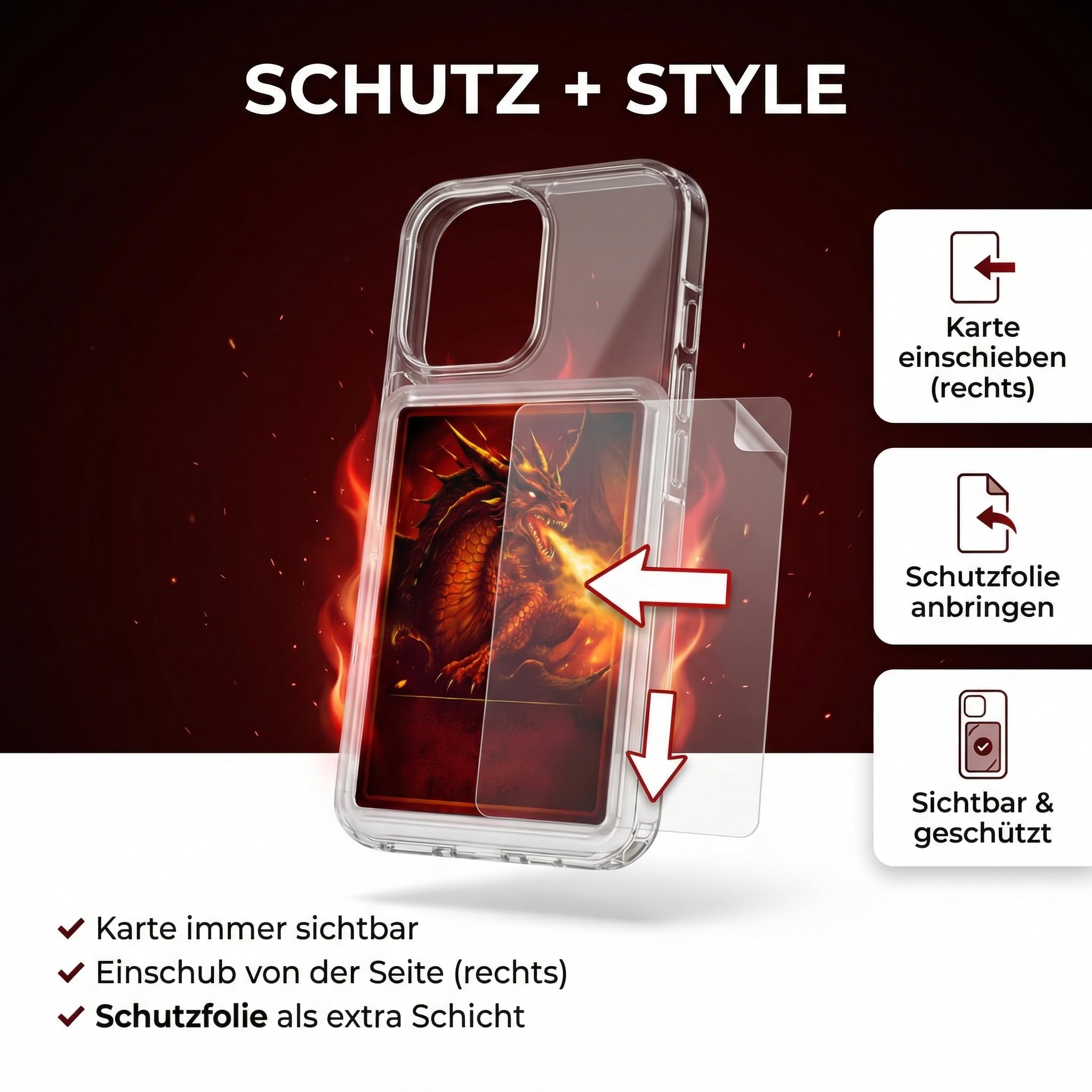 Funda para teléfono móvil con pantalla de tarjetas coleccionables: compatible con iPhone, Crystal Clear, funda para tarjetas TCG, protege y presenta tu tarjeta favorita (funda para iPhone