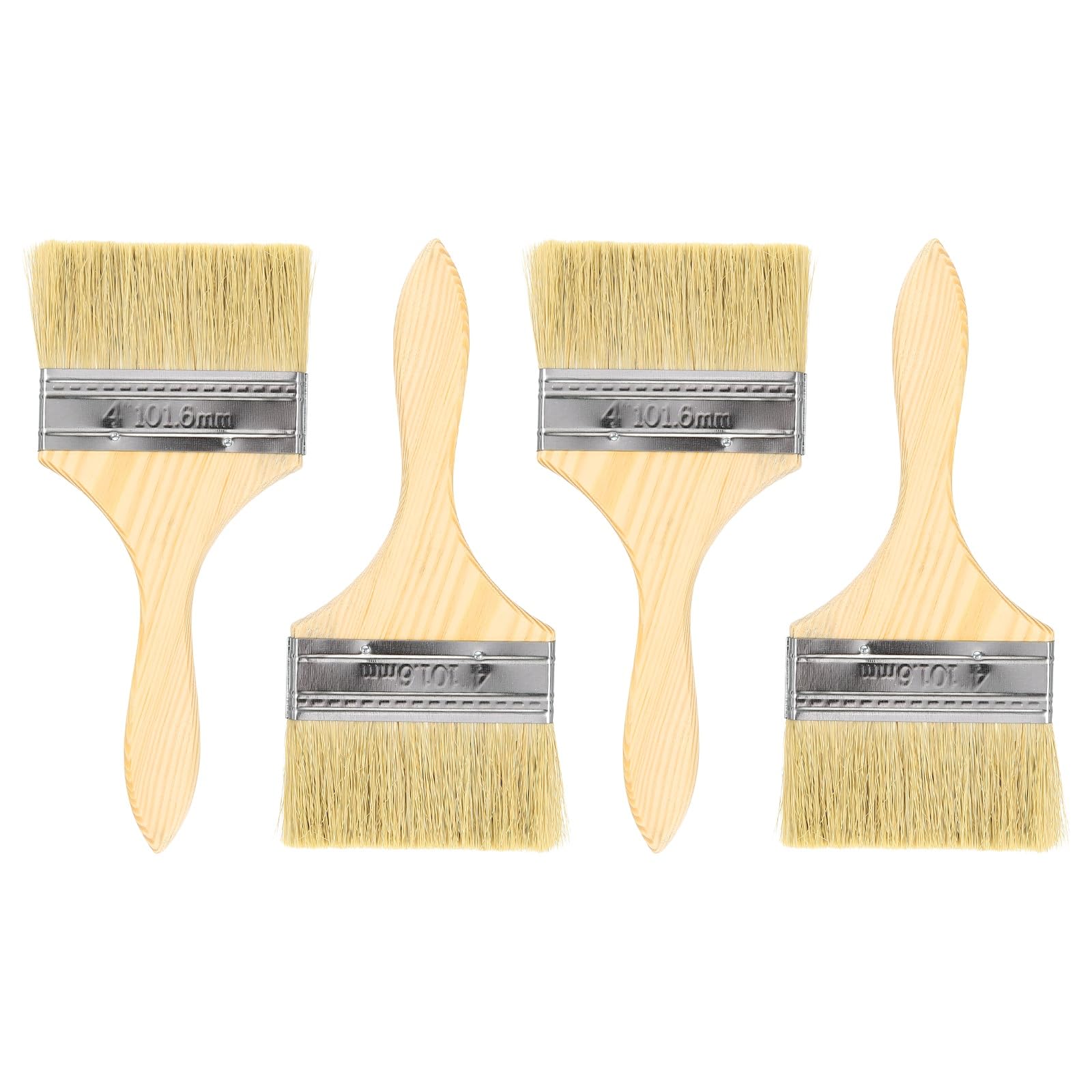 sourcing map 4pcs Chip Paint Brush 4" Flat Painting Brushes Synthetic Bristle Paint Brushes with Wooden Handle for DIY Art Painting Furniture Cabinet Fences Deck Wall Door Trim โ image 1
