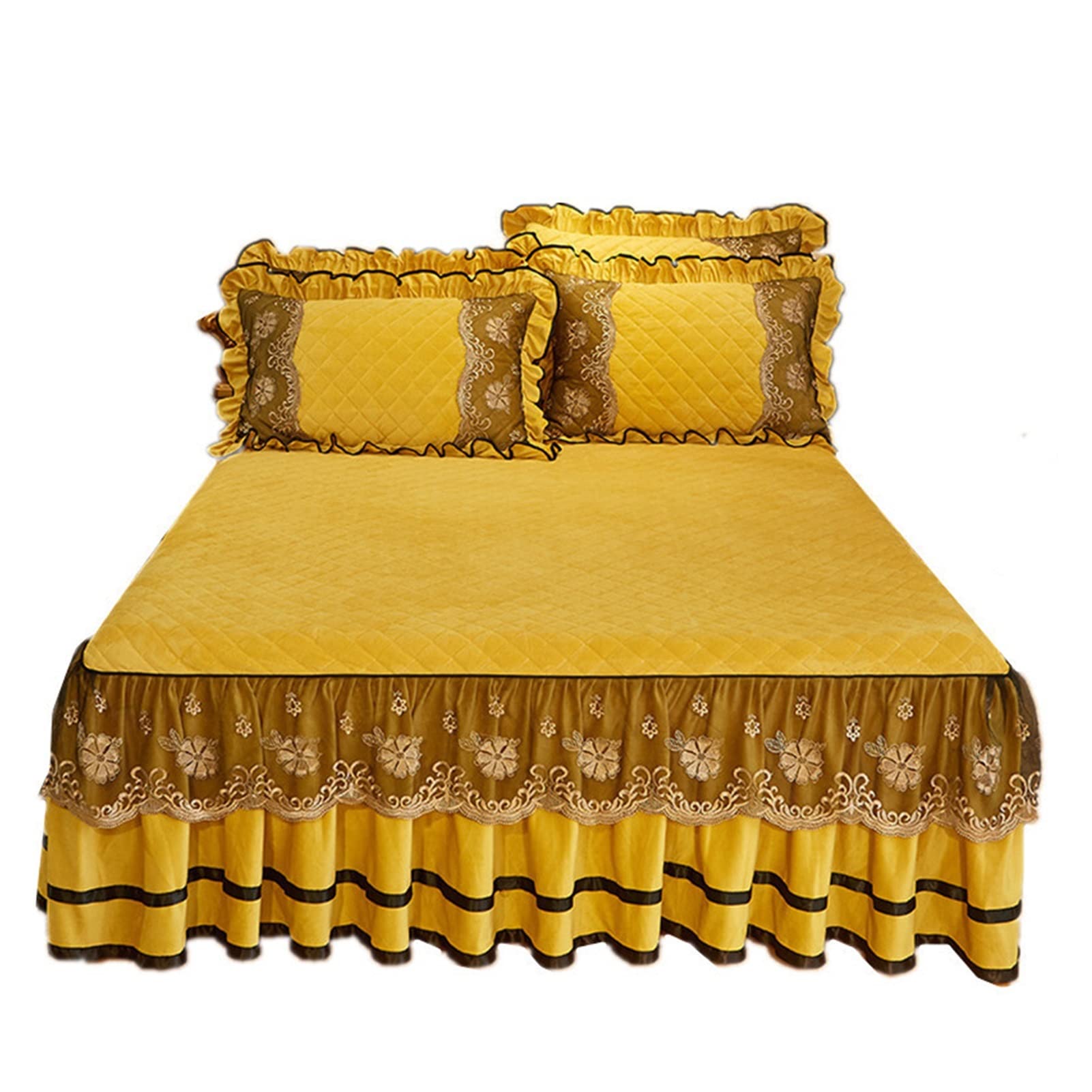Biancheria da letto di lusso Copriletti in stile europeo sul letto Gonna da letto in pizzo Federe Crystal King Queen Size Tessili for la casa 147 (Color : Sky Blue, Size : 1 Pc skirt 180x220cm)