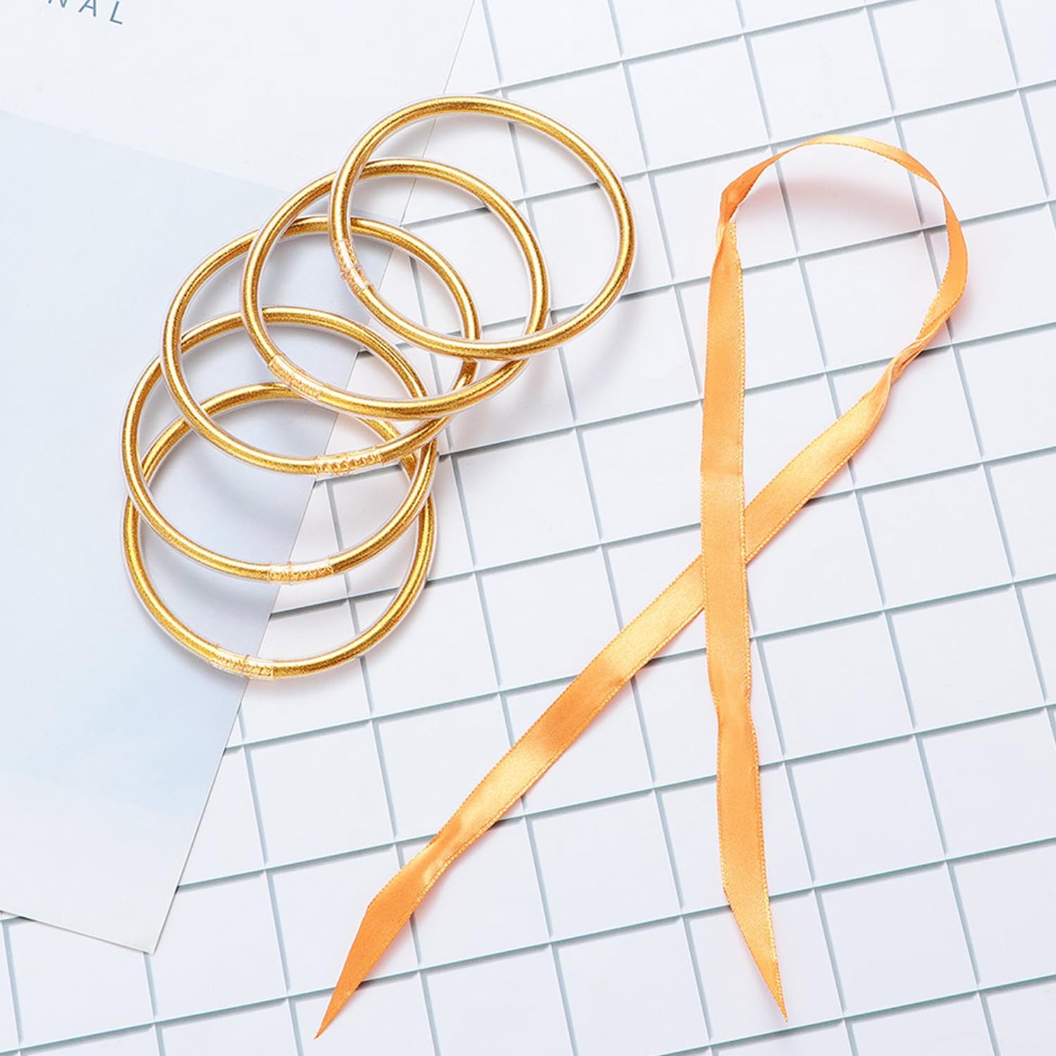 ATIMIGO Bowknot Jelly Bangle Bracelets Set Lightweight Cute Glitter Filled Stack Silicone Party Bracelets for Women - Image 2