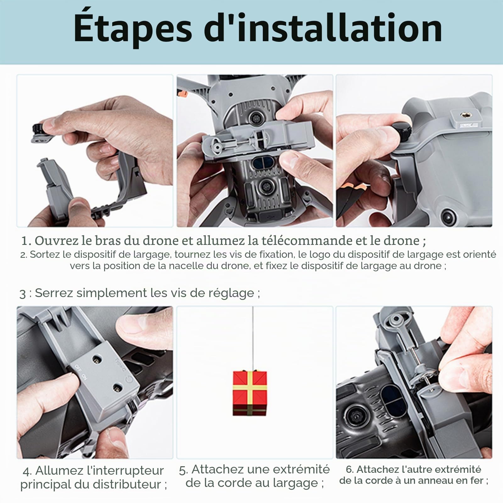 Air3 Système de largage d'air pour mariage/pêche/sauvetage, accessoire de lanceur d'antenne pour drone DJI Air 3, dispositif de largage de livraison de transport