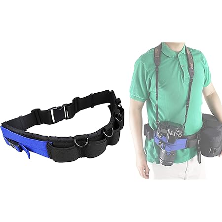 JJC GB-1 Adjustable Photography Utility Belt, Wrist Waistband Belt, Accessory Belt, Speed Belt, for Carrying Gear Bag Case, Lens Pouch, Flash Accessories, Belt Components, D-Rings, Breathable 3D Mesh
