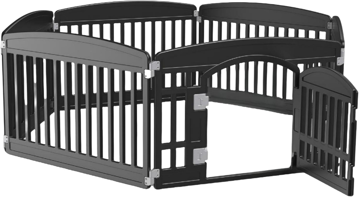SMUG Dog Playpen 4-Panel 24" | Safe & Secure Indoor/Outdoor Pet Fence | Folding & Portable |35 x 35 x 24IN, Ideal for Small to Medium Dogs | Easy to Clean （Black）