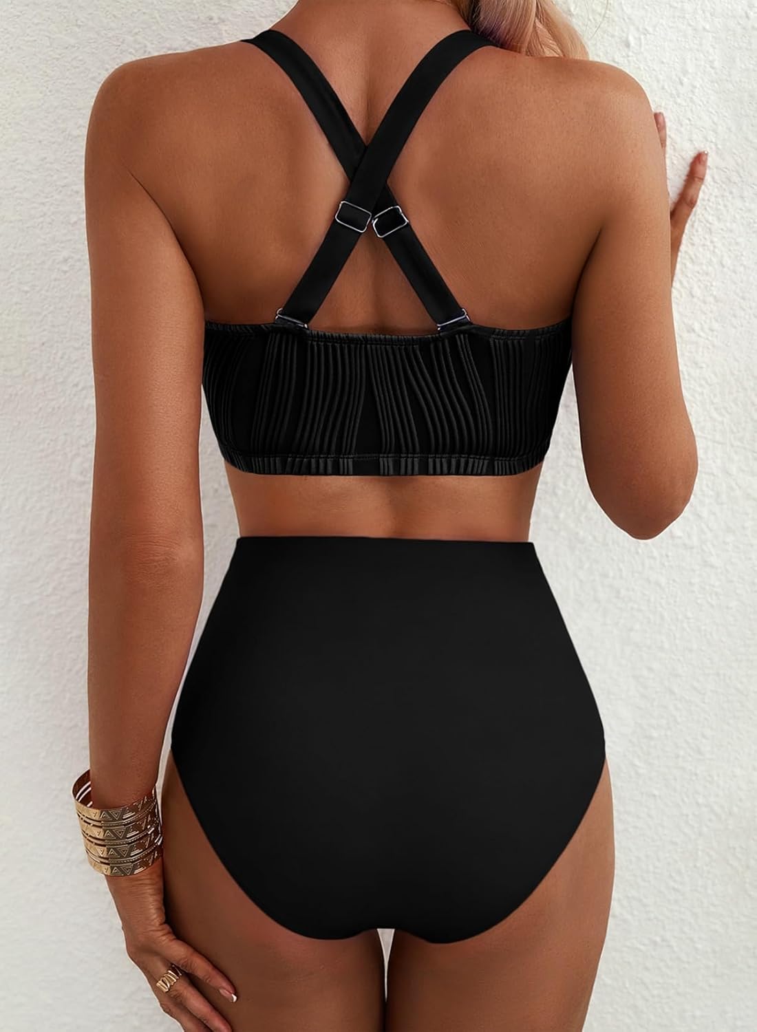 Herseas High Waisted Bikini Sets for Women - Textured Whip Stitch 2 Piece Swimsuit Bestselling Summer Beach Bathing Suit - Image 2