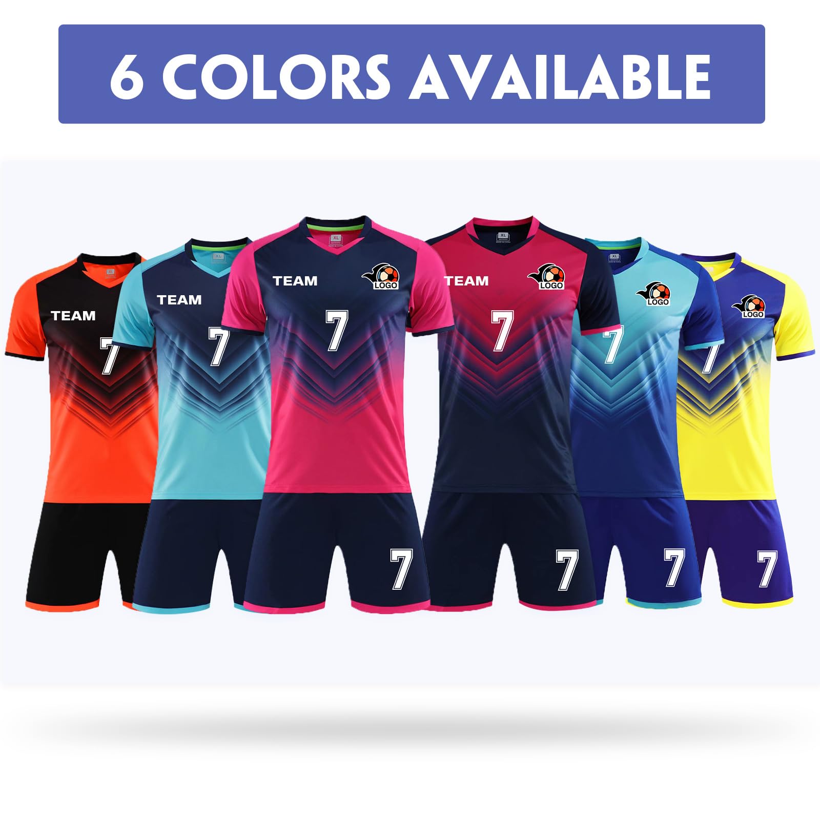 Official Soccer Jersey for Men Adults Kids Custom Soccer Shirt and Shorts with Any Name Number Logo… Sapphire Blue