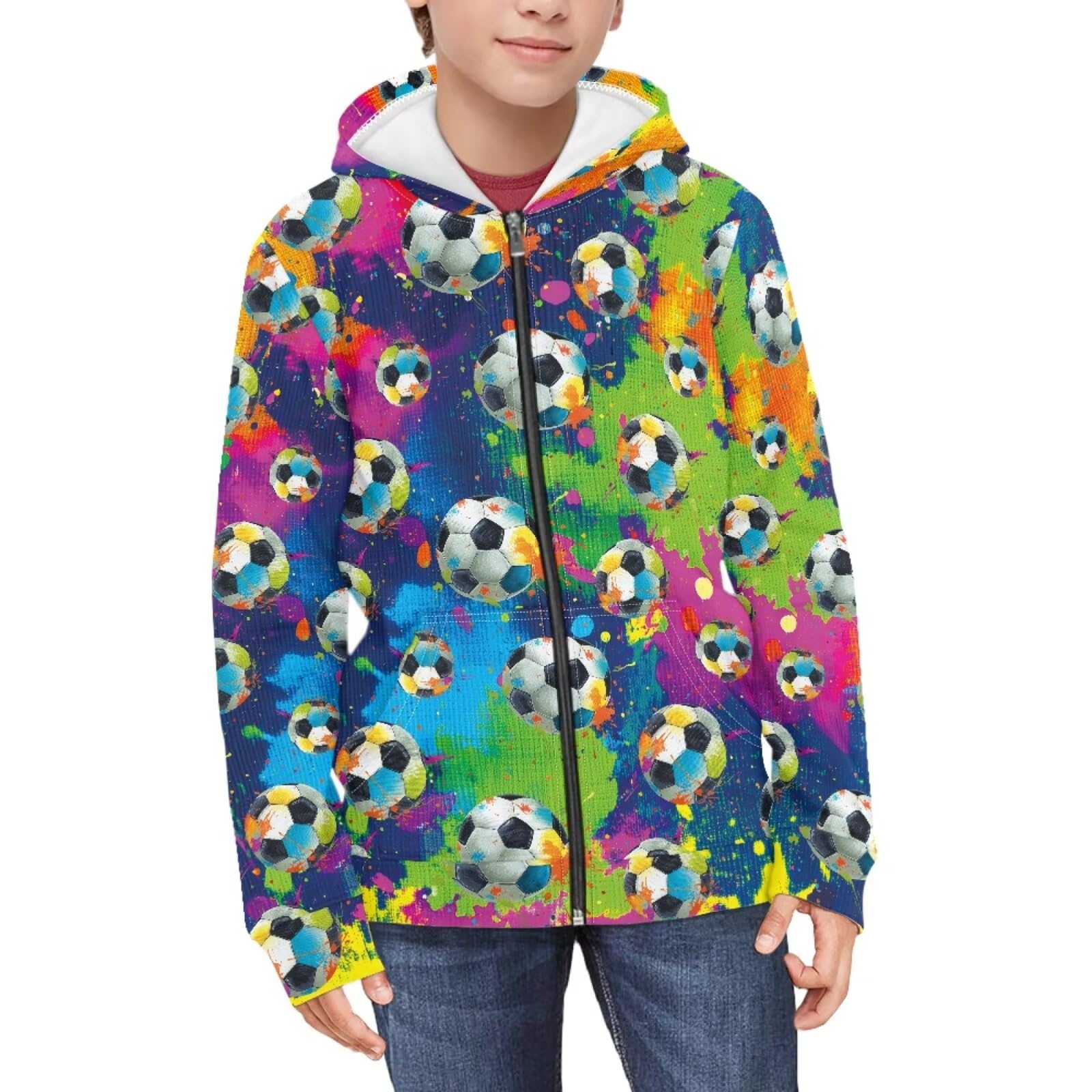 Coloranimal Unisex Girls Boys Long Sleeve Casual Hoodies &amp; Sweatshirts Tops Kids Zip Up Jacket Coat Age 6-16 Year