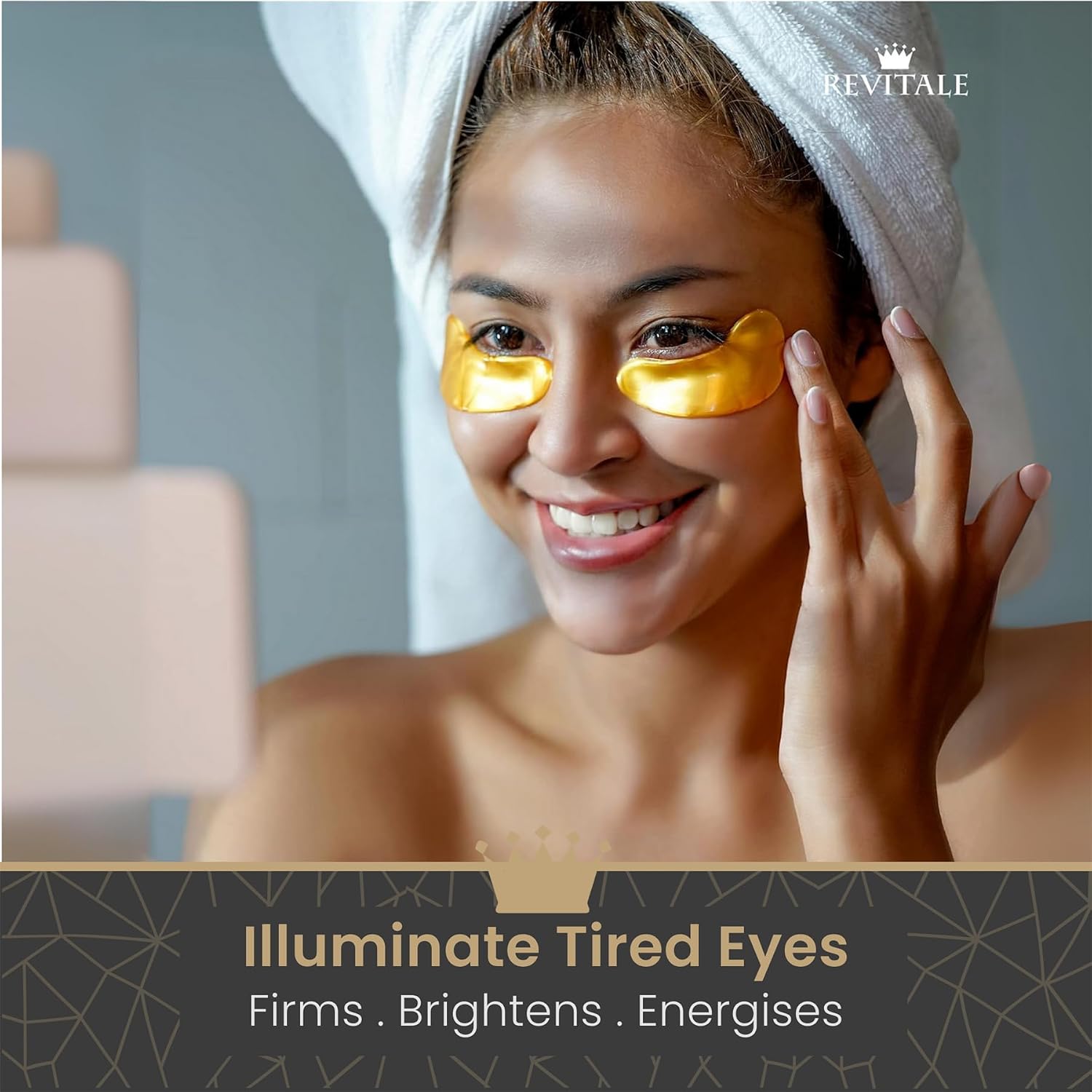 REVITALE 24k Gold Under Eye Collagen Patches, Reduce Puffy Eyes & Dark Circles, Illuminate Tired Eye Masks - Firms, Brightens, Energises (Packets - 30 Pair)