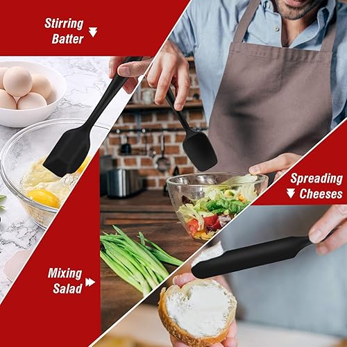 Miniatura 5 de P&P CHEF - Juego de 7 espátulas de silicona resistentes al calor, juego de utensilios de cocina para cocina antiadherente, mezcla de hornear, diseño