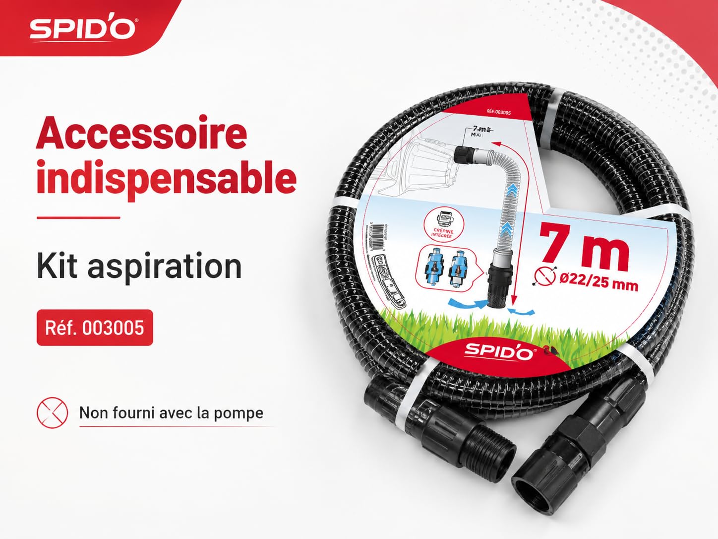 Pompe d'Arrosage Portable Spid'O 600 W - Débit 3600 L/h - 3,5 Bar - Corps en Fonte - Pompe de Surface 230 V