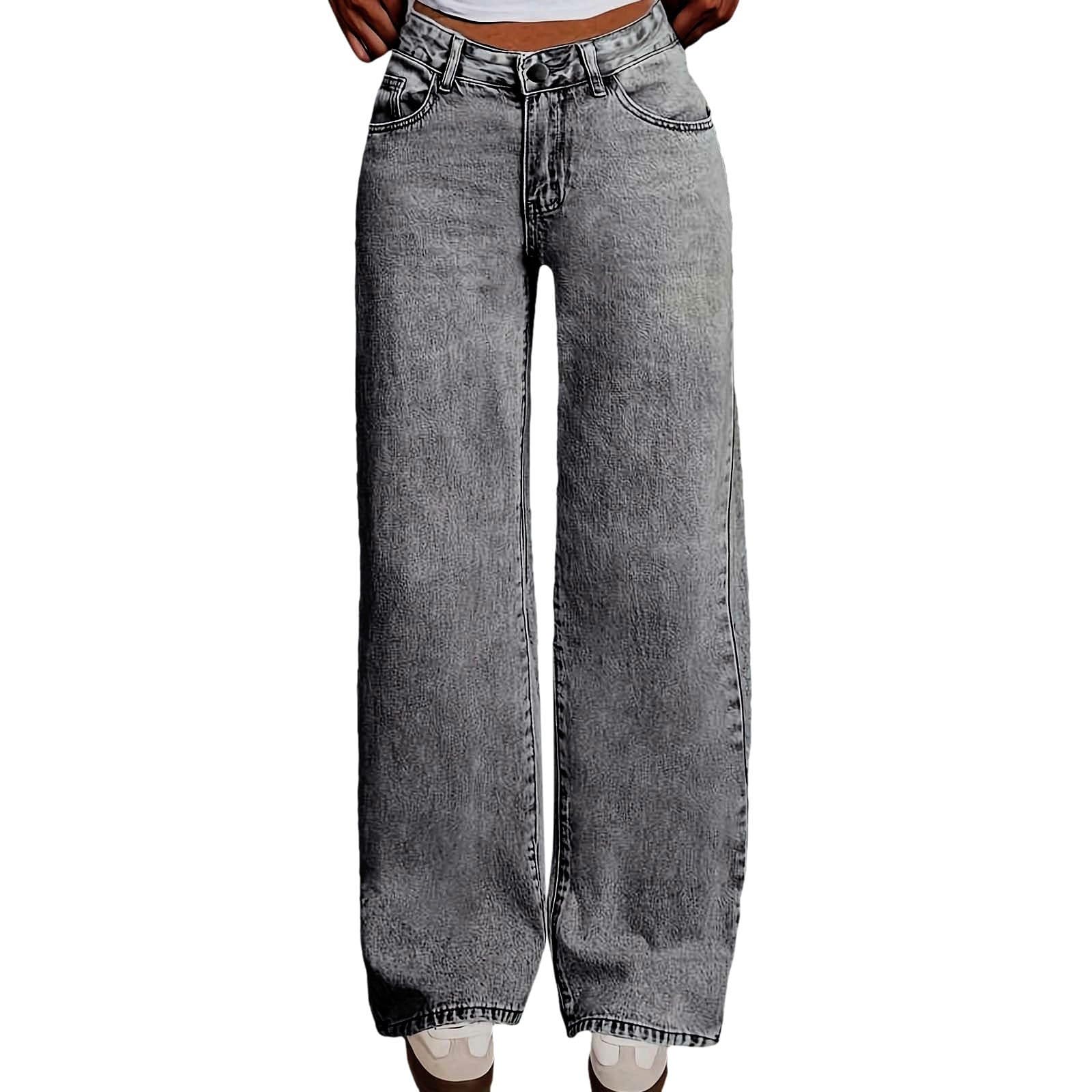 Pantalones De NiñAs-Pantalones Vaqueros Rectos De Cintura Alta con Lazo Bordado para NiñAs, Pantalones Casuales Bonitos para Uso Diario, Pantalones Vaqueros Holgados Y CóModos para Adolescentes.