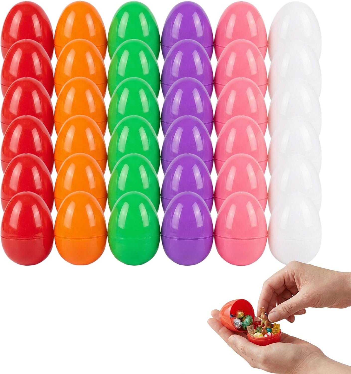 12 Pack Large Plastic Easter Eggs, 3.15" Fillable Empty Eggs for Spring Hunt Games, Basket Stuffers, Party Favors (6 Bright Colors)