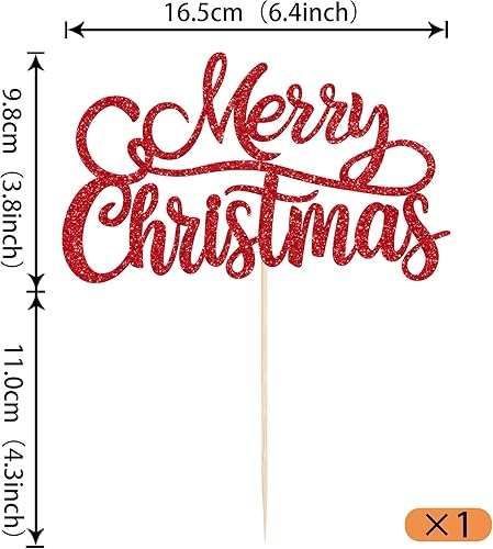 Vista 51 de Rsstarxi 1 paquete de decoración de pastel de Navidad con purpurina verde y rojo hojas de acebo y bayas, sombrero de Papá Noel, barba, decoración