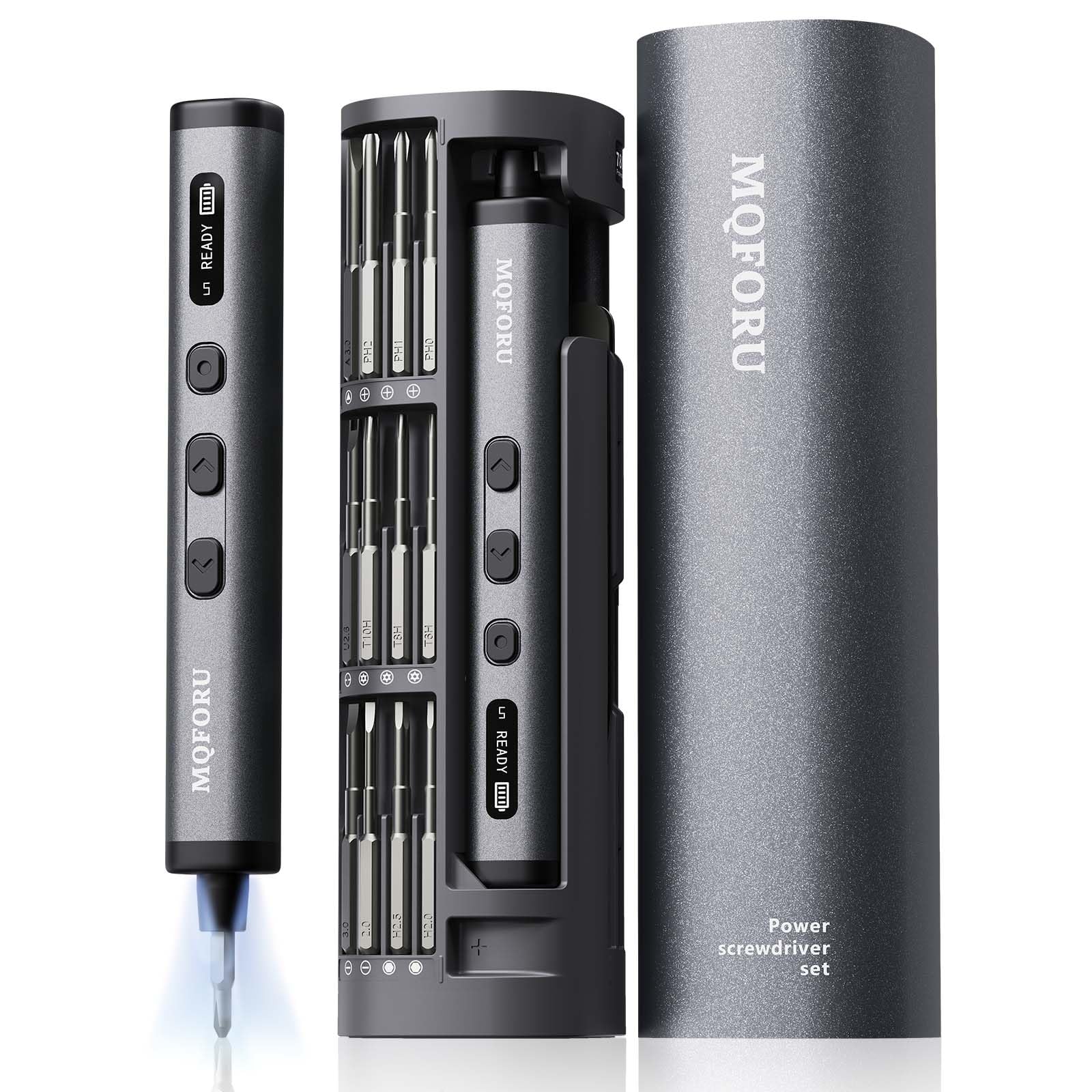 MQFORU Mini Electric Screwdriver, 78 in 1 Small Precision Screwdriver Set, Cordless & Rechargeable, 72 Magnetic Bits, 5 Torque Settings, LED Screen Display, Mini Drill Tool Kit for Phone/Watch/Camera