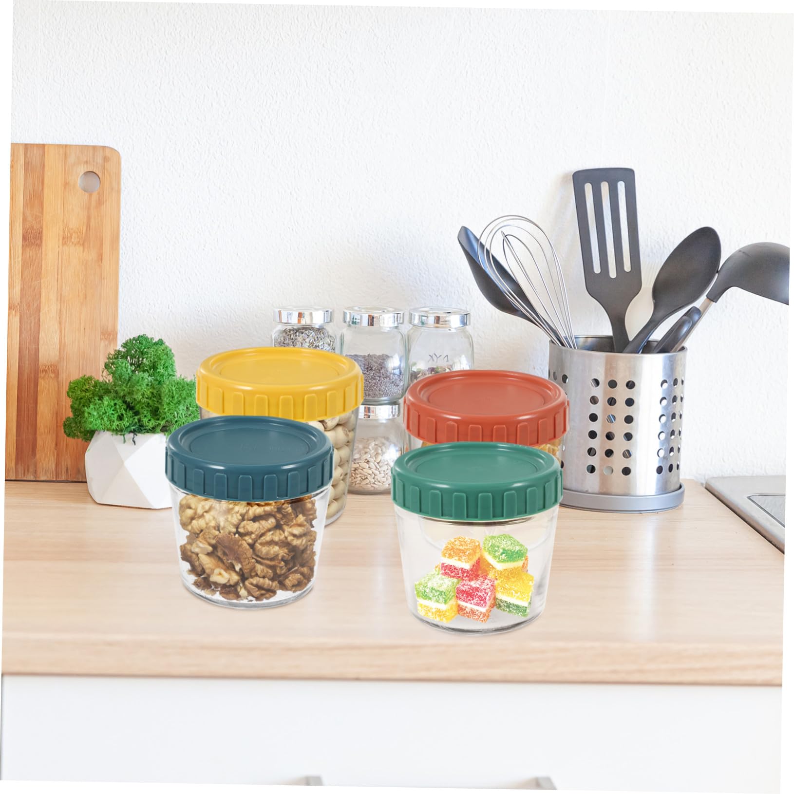 4pièces Lot De Bocaux Verre Hermétiques Pour Conservation Alimentaire Contenants Réutilisables Avec Couvercle Pour Yaourt Et Épices