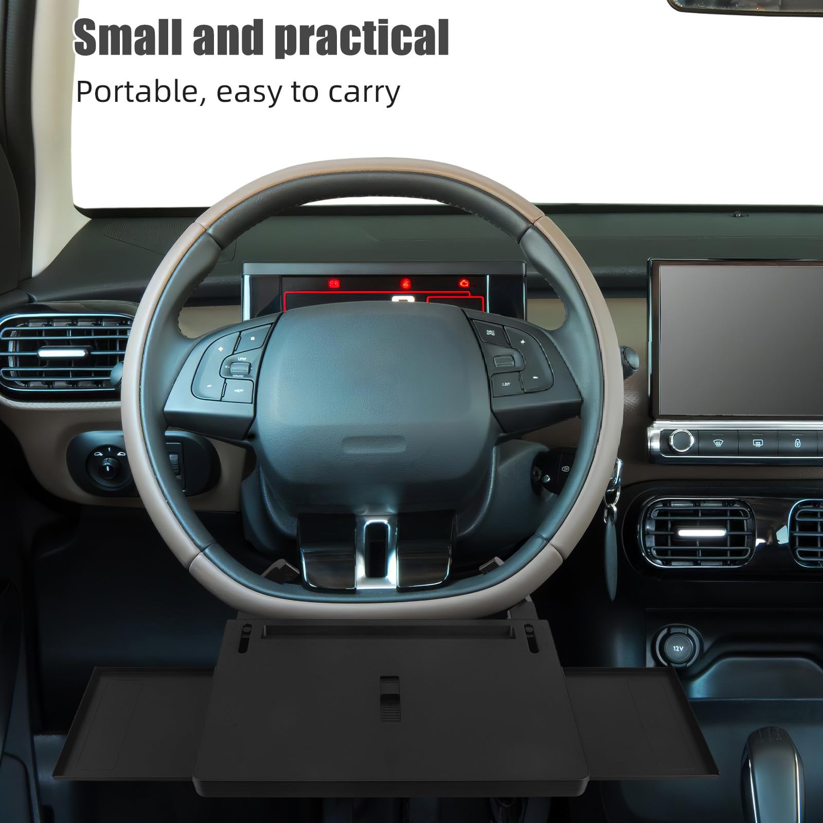 FOMIYES Vassoio per Volante Auto Nero in ABS Multifunzionale Pieghevole Compatibilità, per Lavoro e Viaggio Tablet e Laptop