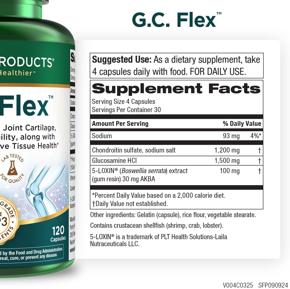 Purity Products G.C. Flex (Glucosamine and Chondroitin Sulfate Super Formula) - Supports Joint + Cartilage Health + Healthy Muscles + Connective Tissue - Promotes Joint Flexibility - 90 Capsules from