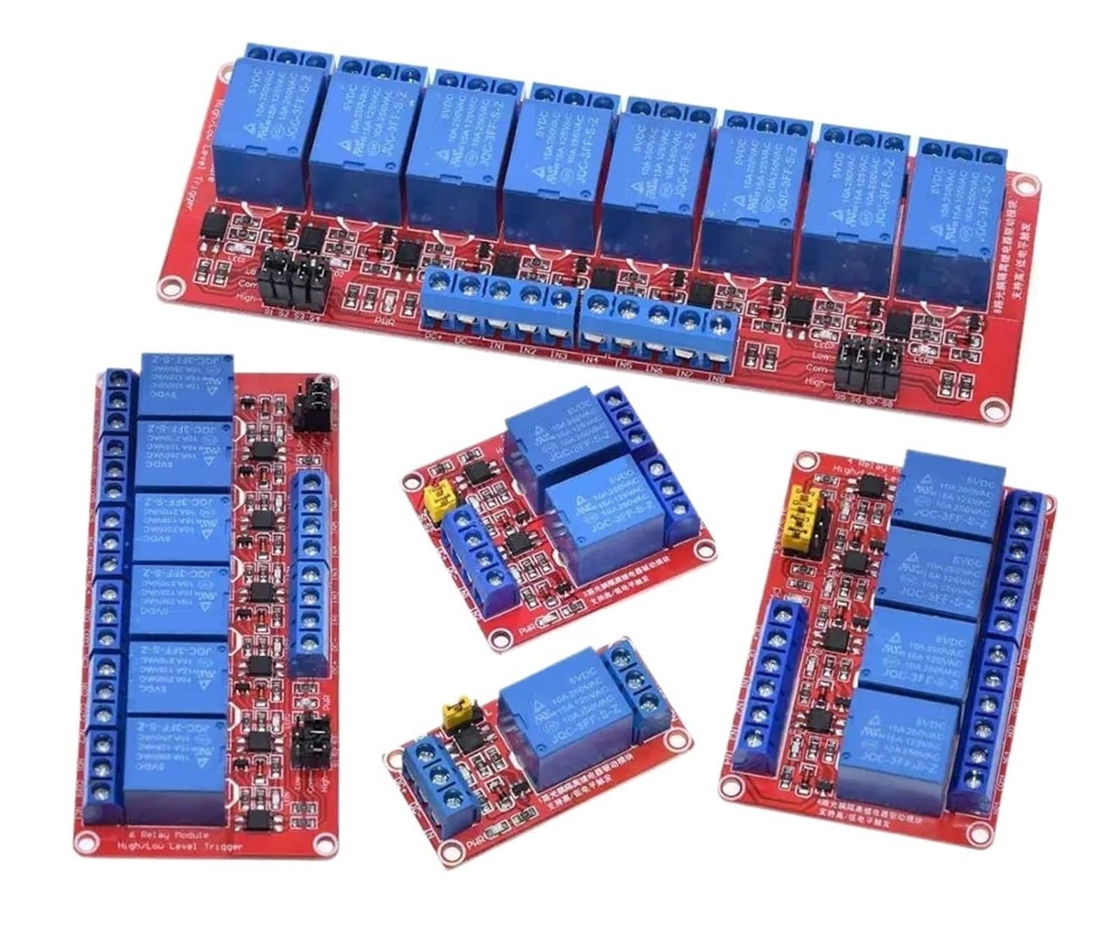 Relaismodul 1 2 4 6 8 Kanal 5 V 12 V Relaismodul-Platinenschild mit Optokoppler-Unterstützung High- und Low-Level-Trigger(12V 4 Channel Red)