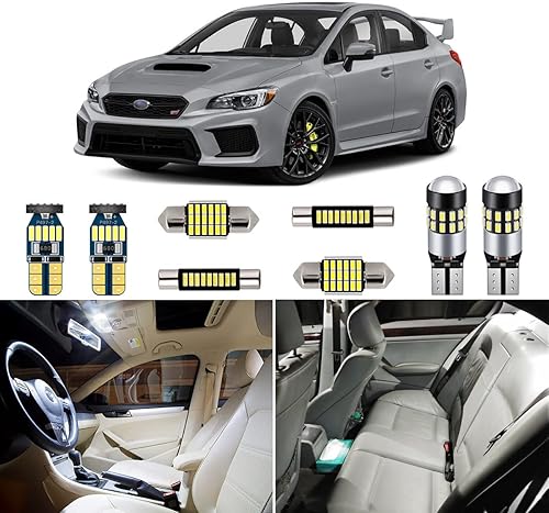 Kit de luces interiores LED blancas para Subaru WRX/WRX STI/Impreza 2004-2021 Super Bright 6000K Paquete de bombillas LED interiores + herramienta