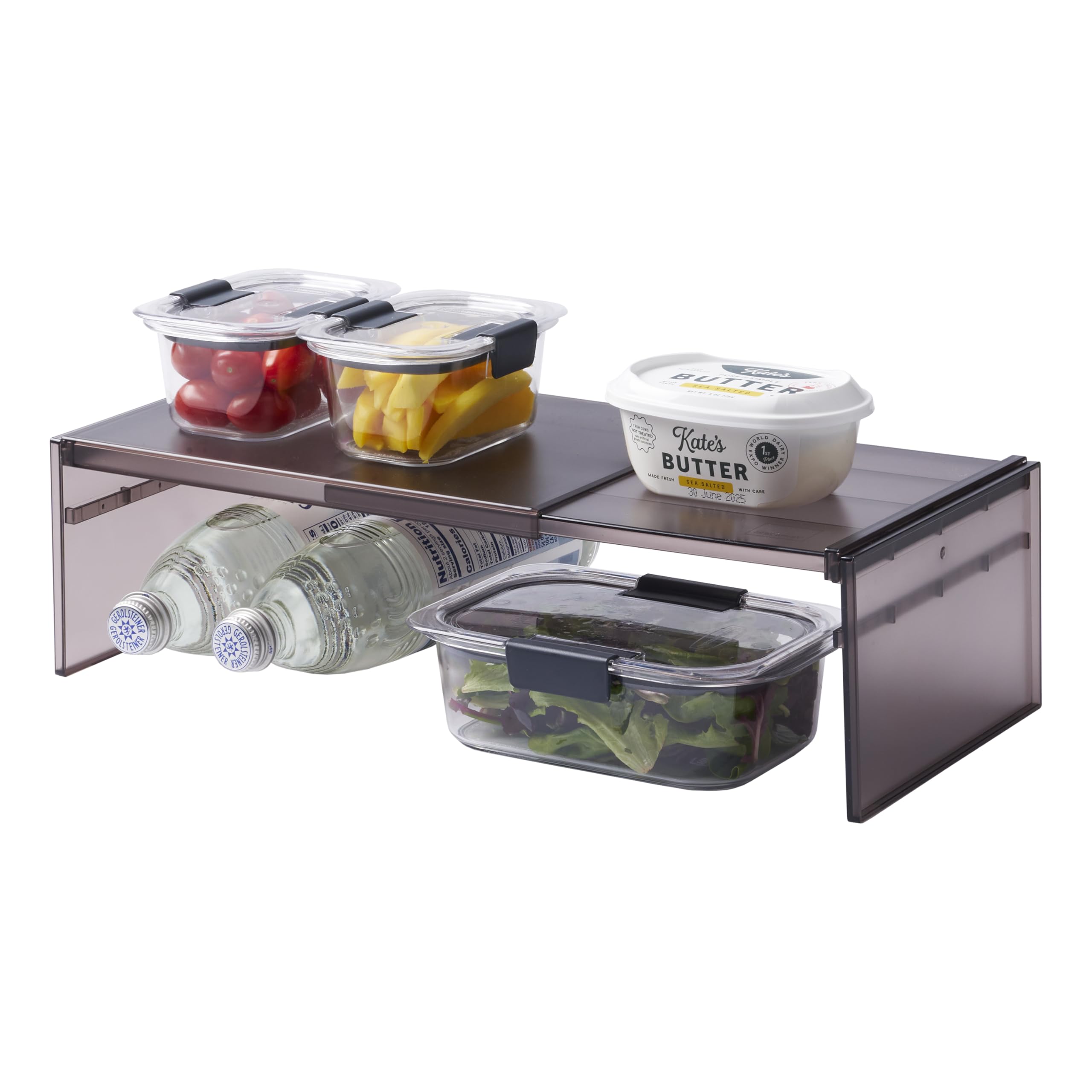 YAMAZAKI 8066 Estante telescópico de Almacenamiento para refrigerador, Negro, Aprox. Ancho 11.8-17.9 x D 7.9 x H 12.4 cm (30-45.5 x 20 x 12.6 cm), Torre Ajustable Ancho y Altura Estante de