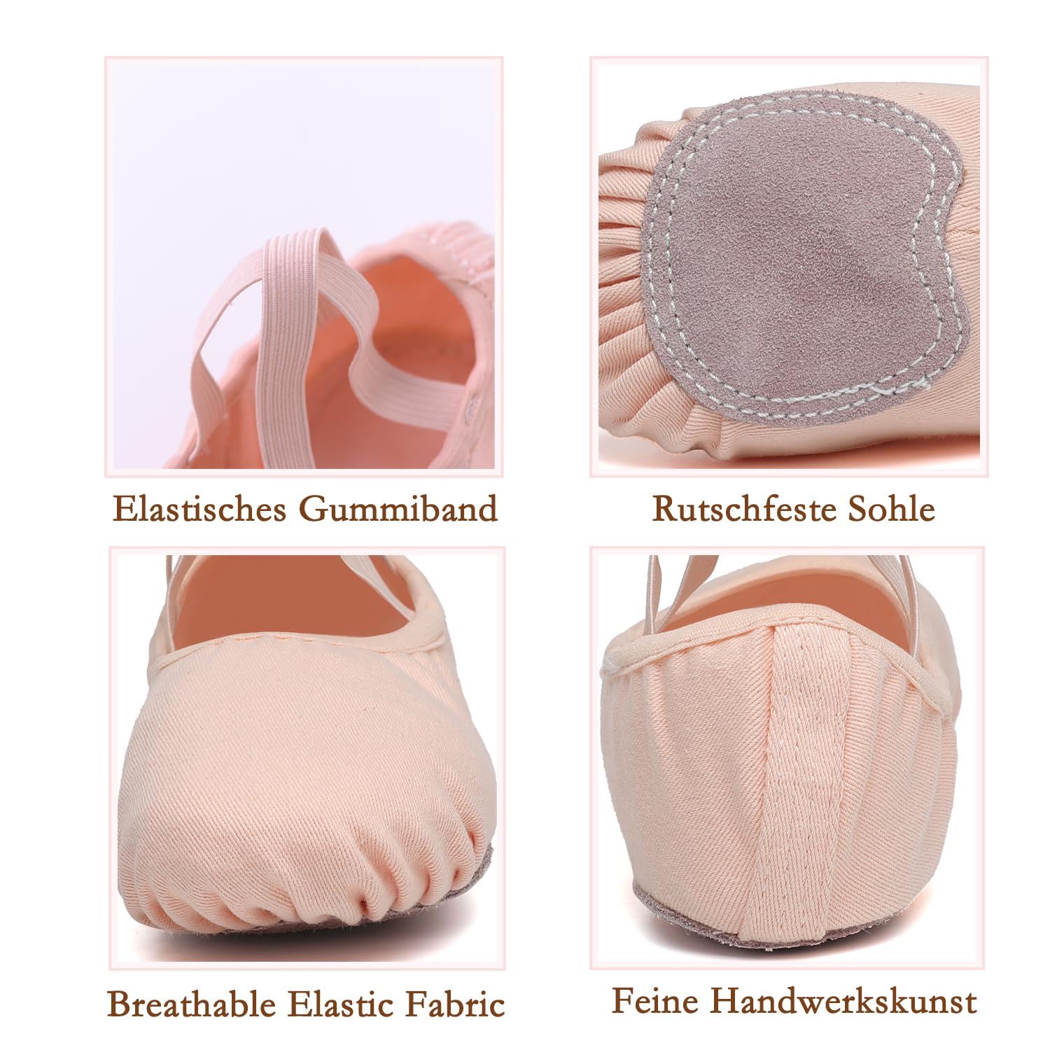 Uniuni Scarpe Danza Bambina Elastic Scarpette Danza Classica Donna Mezze Punte Ginnastica Scarpe Ballerina per Ragazze e Donna