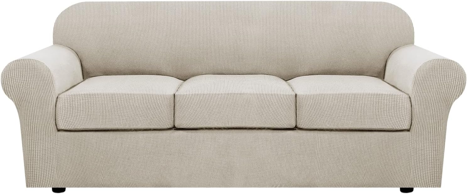 3 Piece Stretch Velvet Plush Sofa Covers for 2 Cushion Couch Loveseat Slipcover