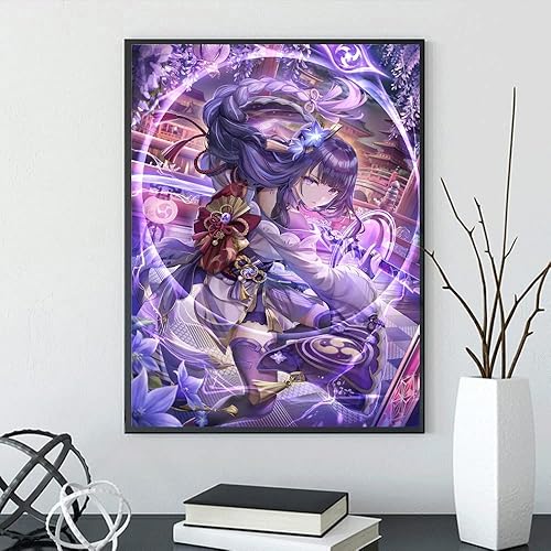 Miniatura 4 de Kit de pintura de diamante de impacto Genshin 5D para adultos y niños, pintura de puntos artísticos con diamantes por números, punto de cruz con