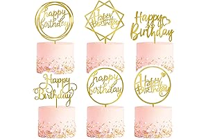6-Pack Gold Birthday Cake Topper Set