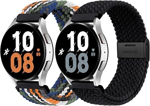 Knossen Paquete de 2 correas deportivas compatibles con Galaxy Watch 4, Galaxy Watch 5, Galaxy Watch 6, bandas antideslizantes de 0.787 in para