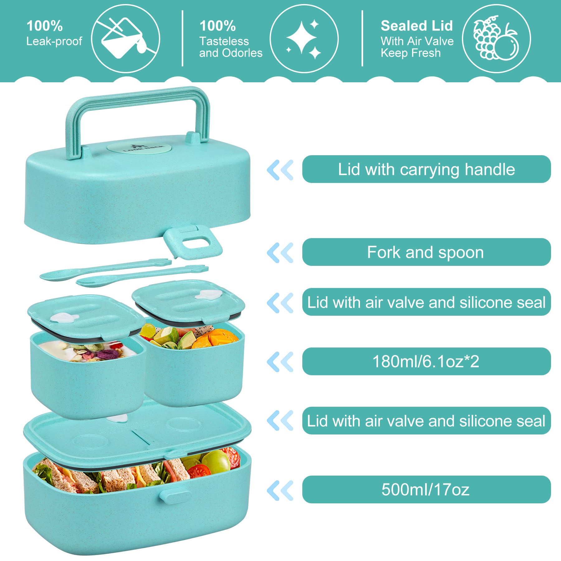 Pawtong Bento Lunch Box with 8oz Soup Thermo, Kids Sustainable Bento Box Leakproof Lunch Food Containers with Lunch Bag, Kids Thermo Insulated Hot Food Jar for School, Trvael (): Blue