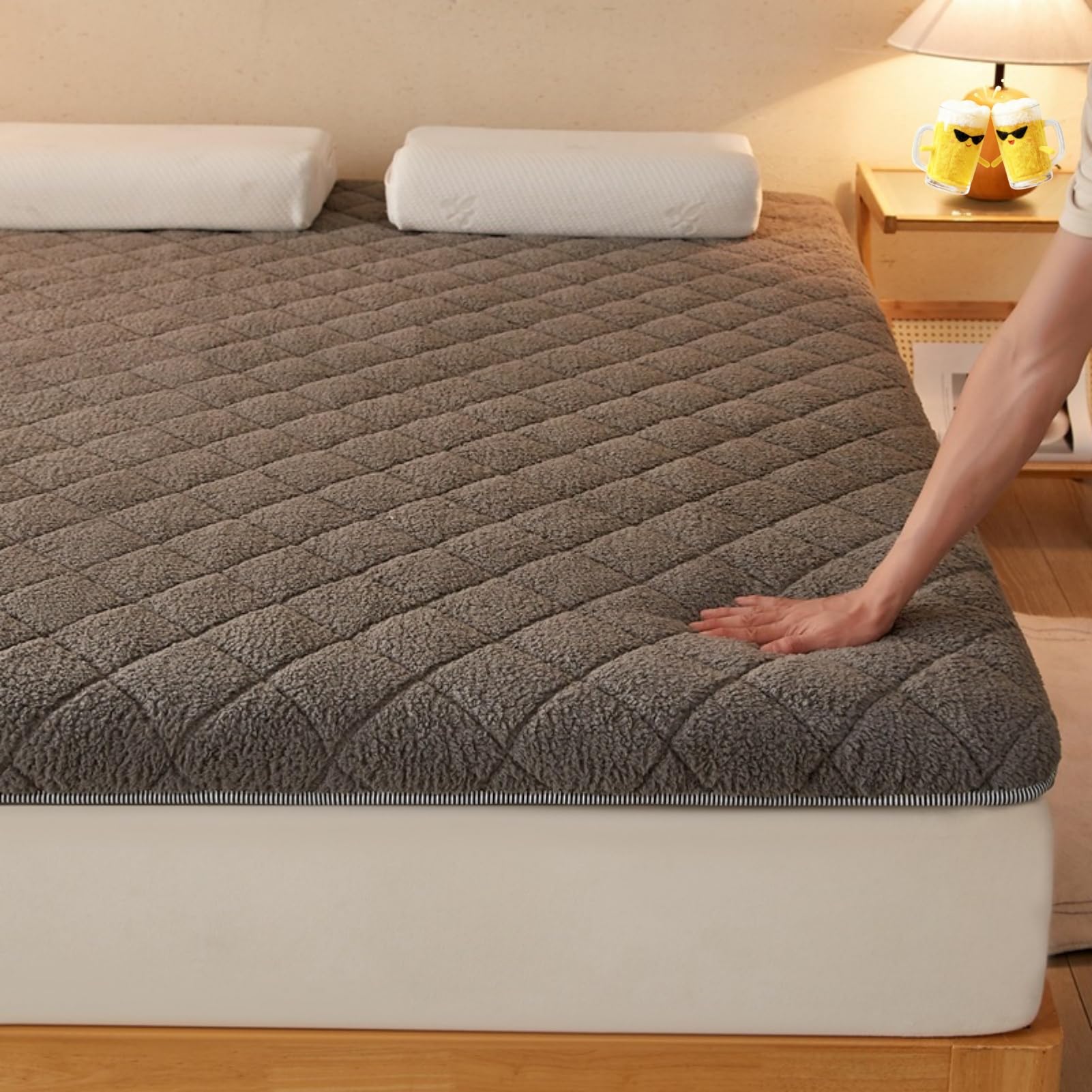 Japoński futon nakładka na materac - antypoślizgowa składana mata zwijana podkładka sprężynowa do akademika Twin pełny rozmiar queen - szary 80 x 190 cm (31,5 x 75 cali) - wygodne rozwiązanie do