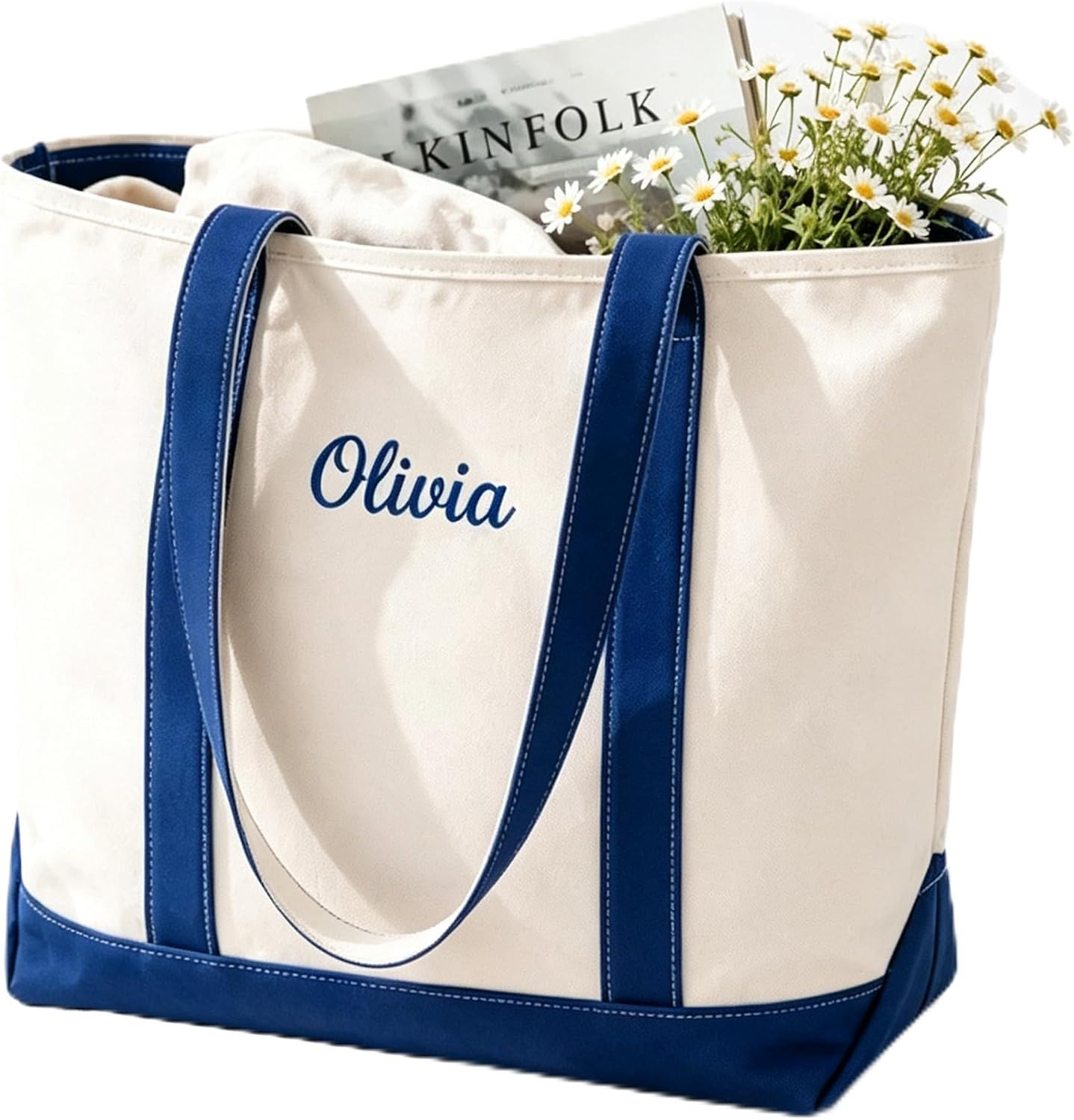 Personalized Embroidered Canvas Tote, Thick Daily shopping Bag for Women