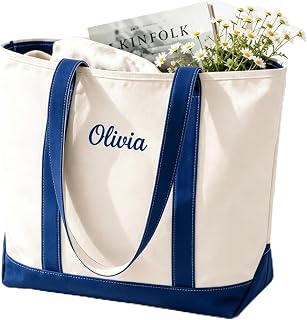 Personalized Embroidered Canvas Tote, Thick Daily shopping Bag for Women
