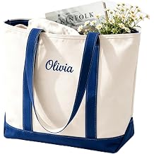 Personalized Embroidered Canvas Tote, Thick Daily shopping Bag for Women